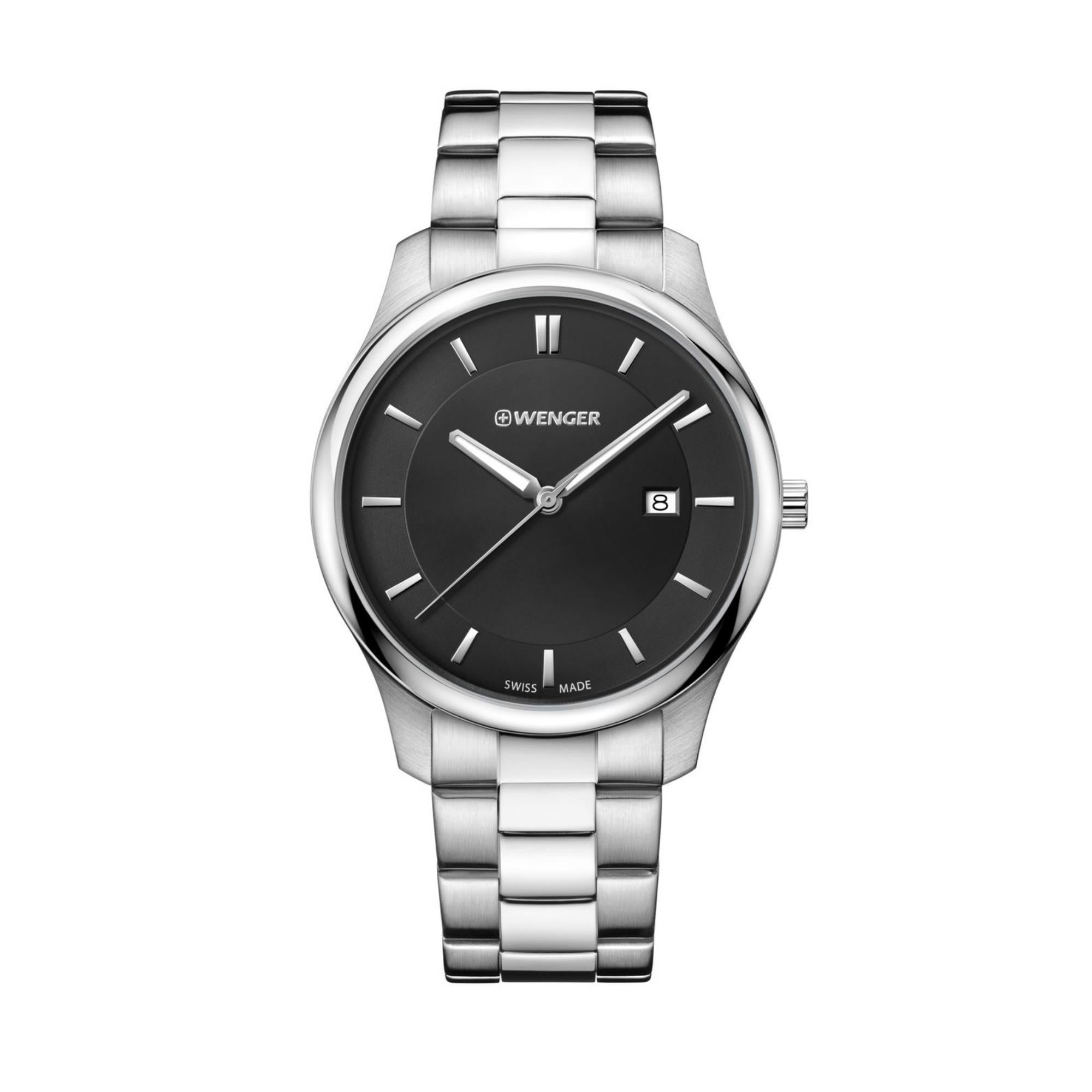 Wenger City Classic Black Dial Stainless Steel Bracelet Men's Watch 01.1441.104