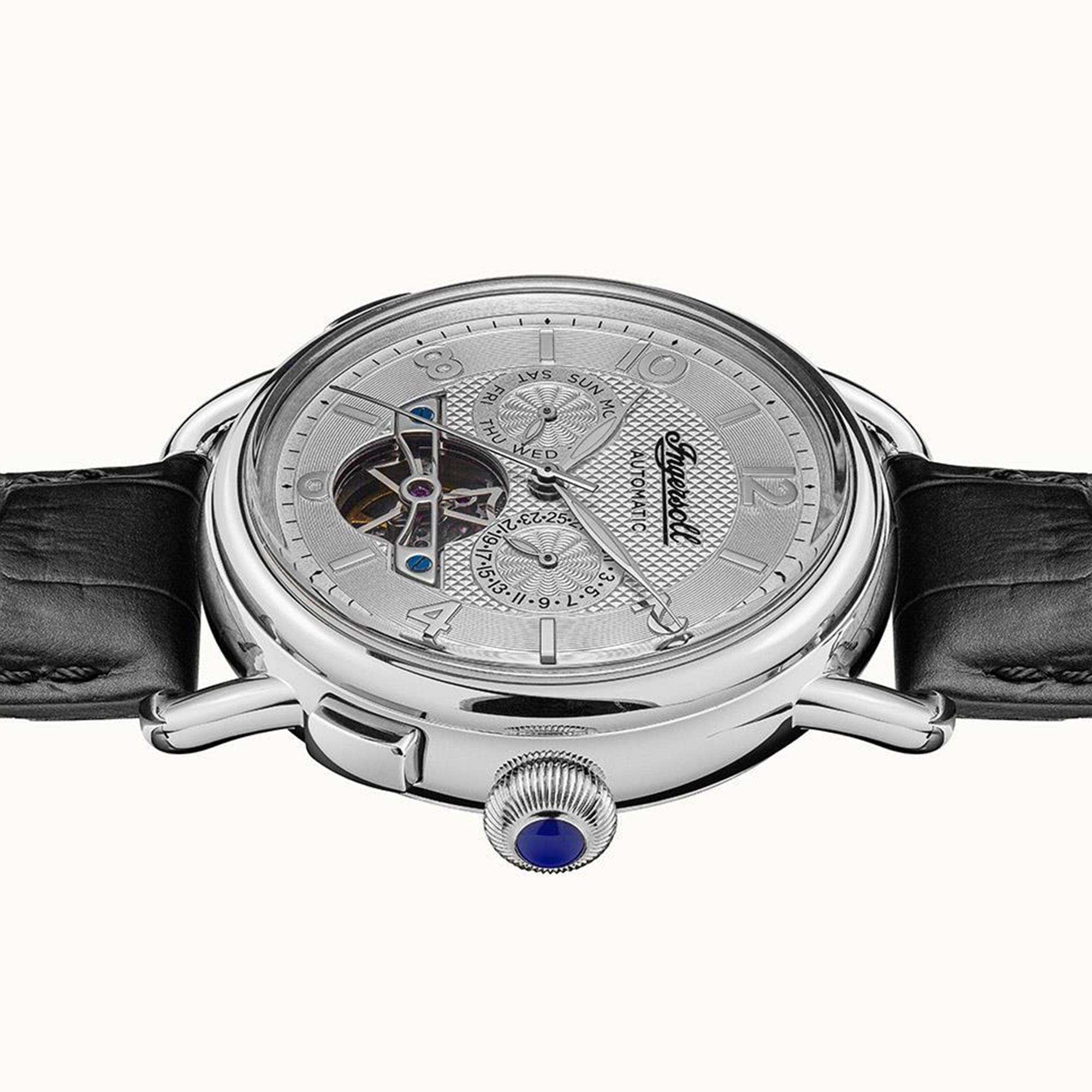 Ingersoll The New England Automatic Silver Dial Black Leather Strap Men's Watch I00903B