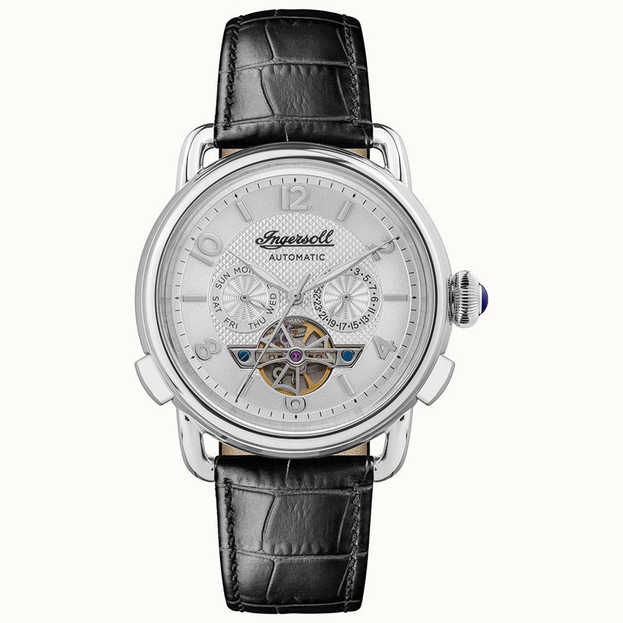 Ingersoll The New England Automatic Silver Dial Black Leather Strap Men's Watch I00903B