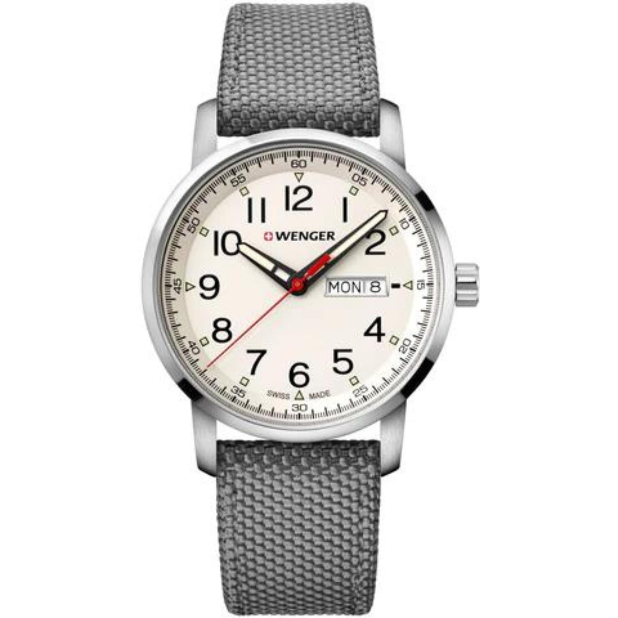 Wenger Attitude Heritage Quartz Cream Dial Grey Nylon Strap Men's Watch 01.1541.106