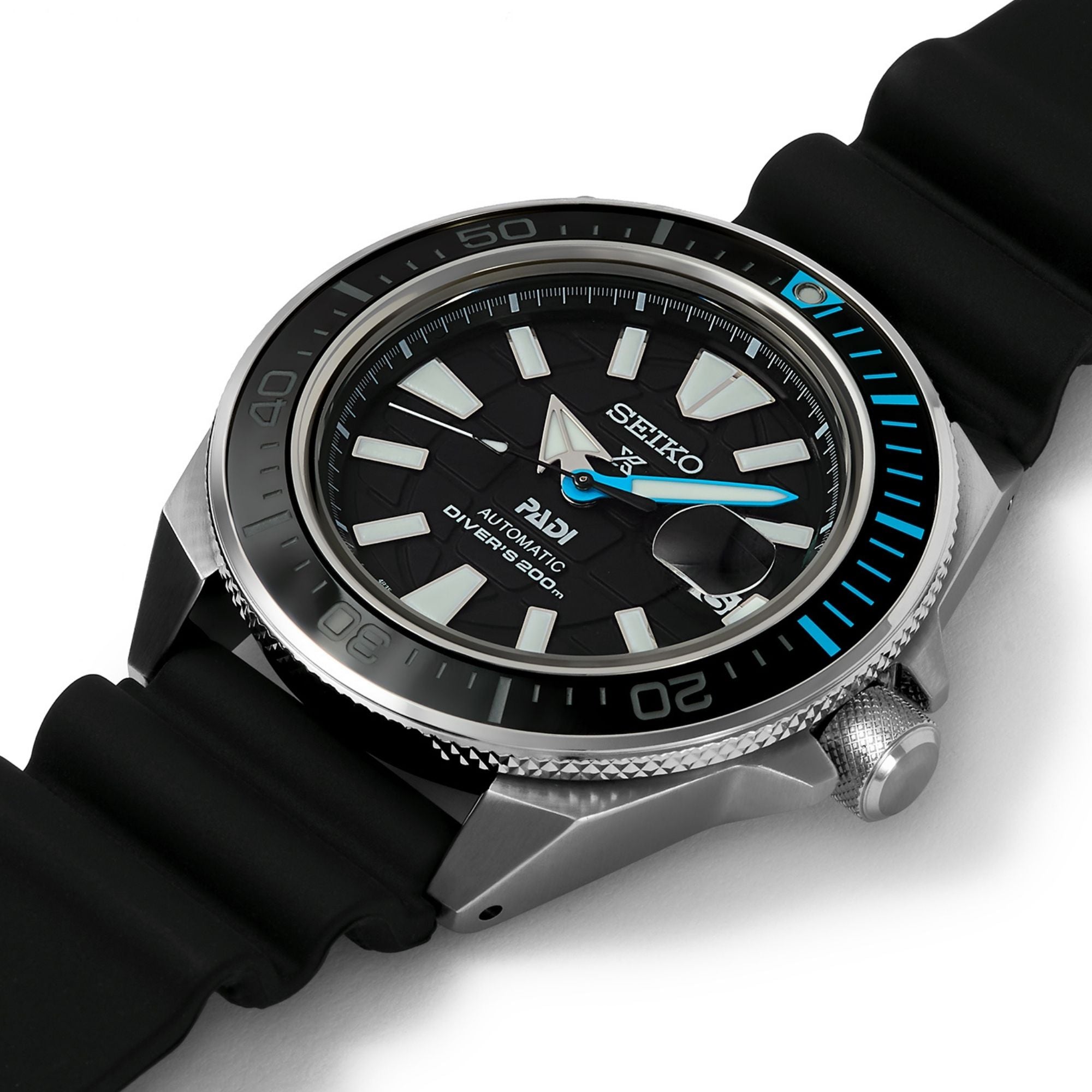 Seiko Prospex 'King Samurai' PADI Automatic Blue Dial Black Silicone Strap Men's Watch SRPG21K1