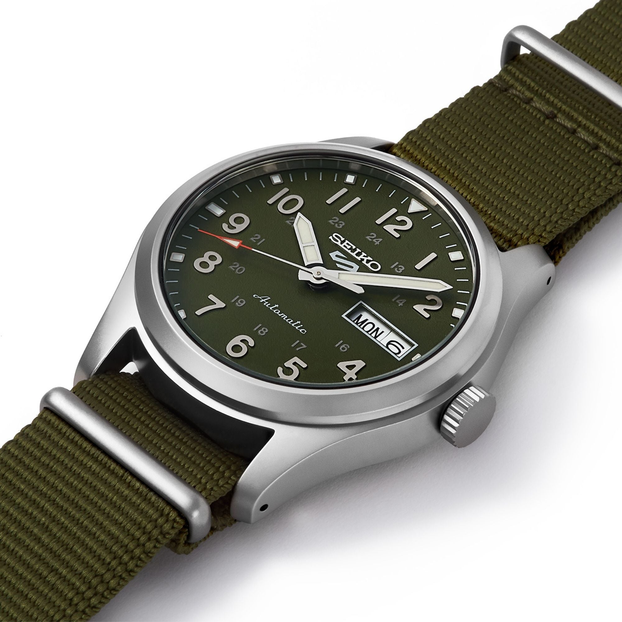 Seiko 5 Sports Field Military Watch Automatic Green Dial Green NATO Strap Men's Watch SRPG33K1
