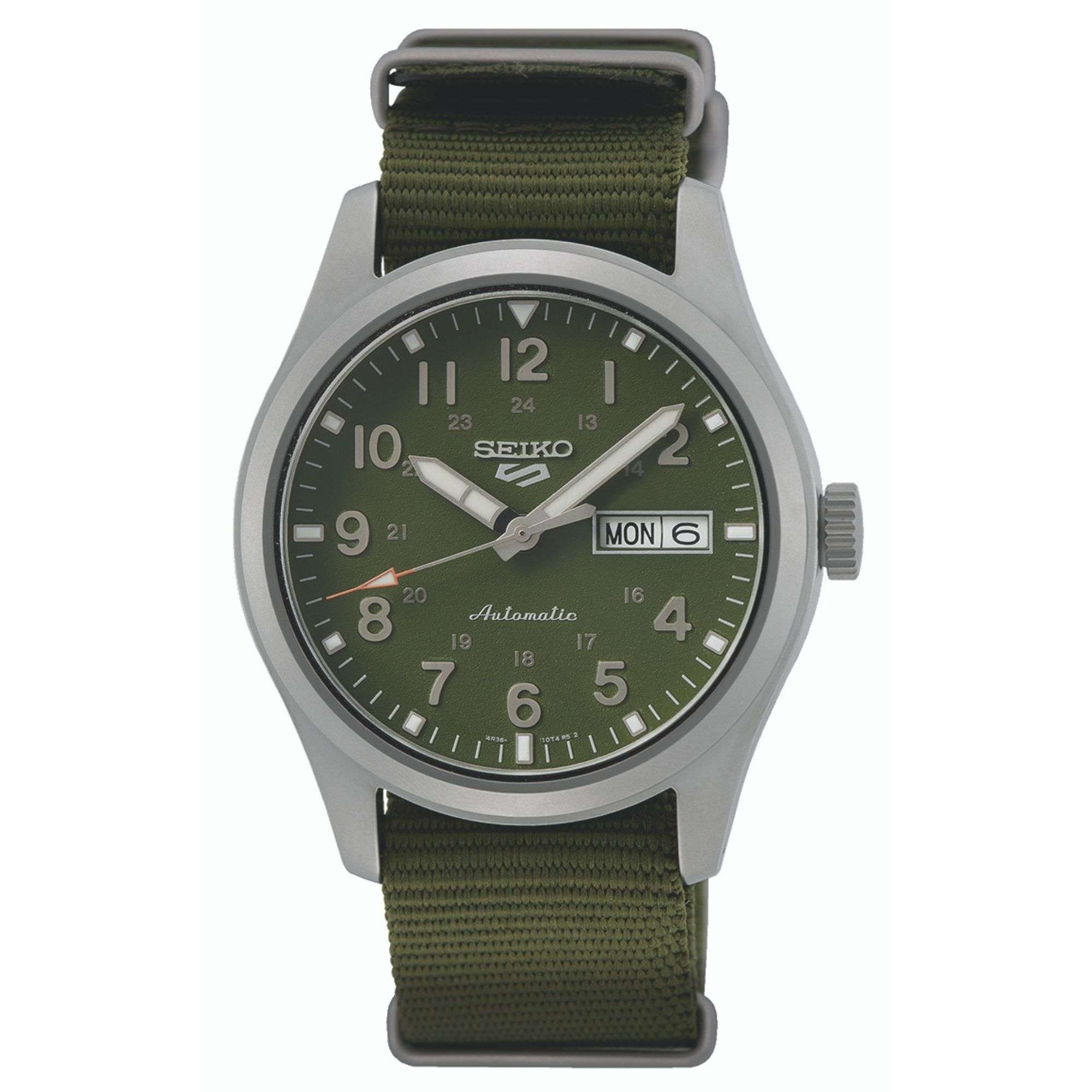 Seiko 5 Sports Field Military Watch Automatic Green Dial Green NATO Strap Men's Watch SRPG33K1