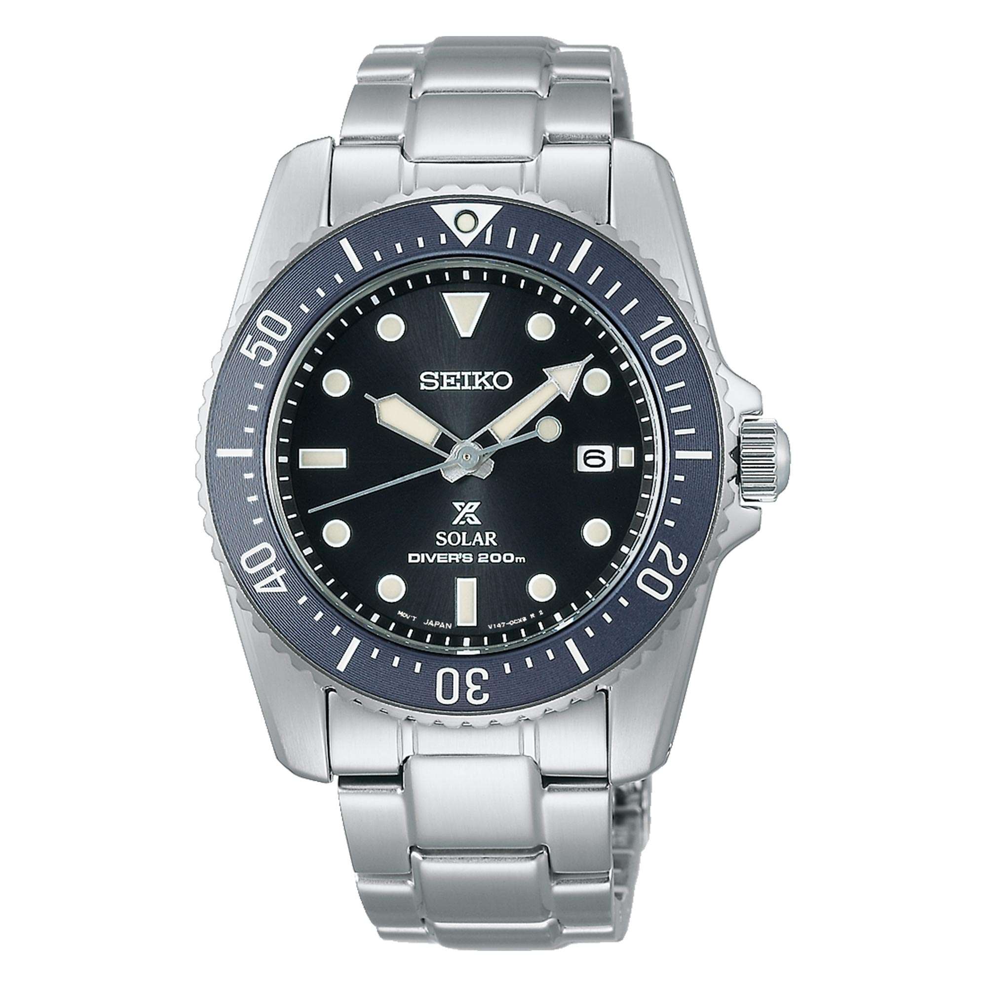 Seiko Prospex Solar Black Dial Stainless Steel Bracelet Men's Watch SNE569P1