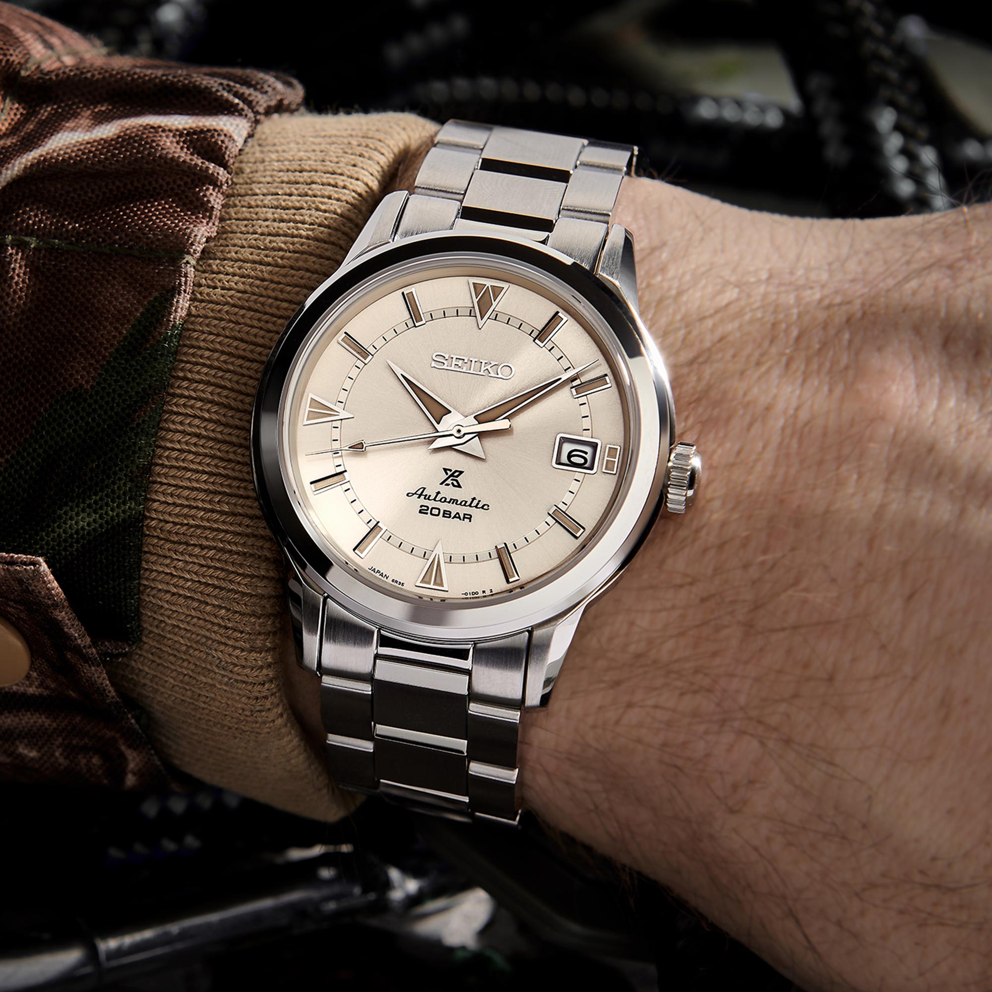 Seiko Prospex 1959 Alpinist Automatic Cream Dial Stainless Steel Bracelet Men's Watch SPB241J1