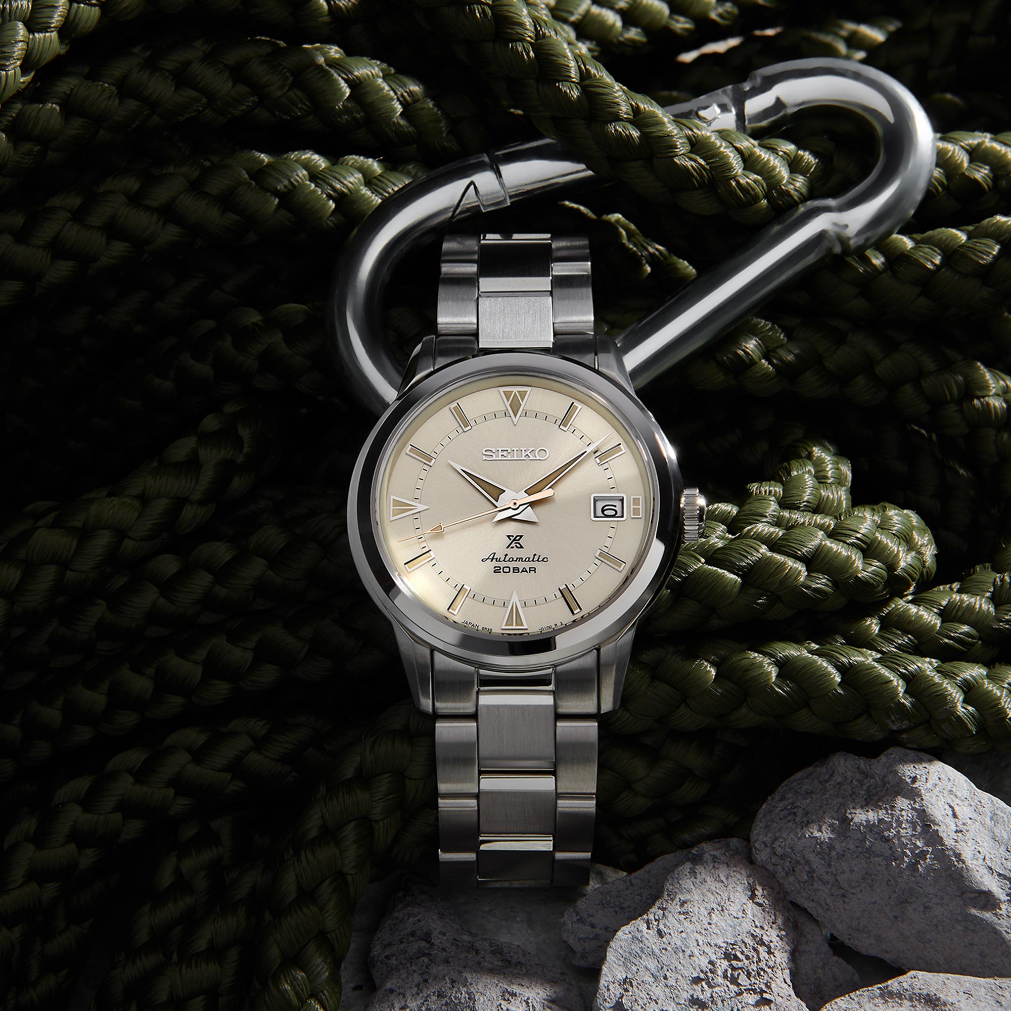 Seiko Prospex 1959 Alpinist Automatic Cream Dial Stainless Steel Bracelet Men's Watch SPB241J1