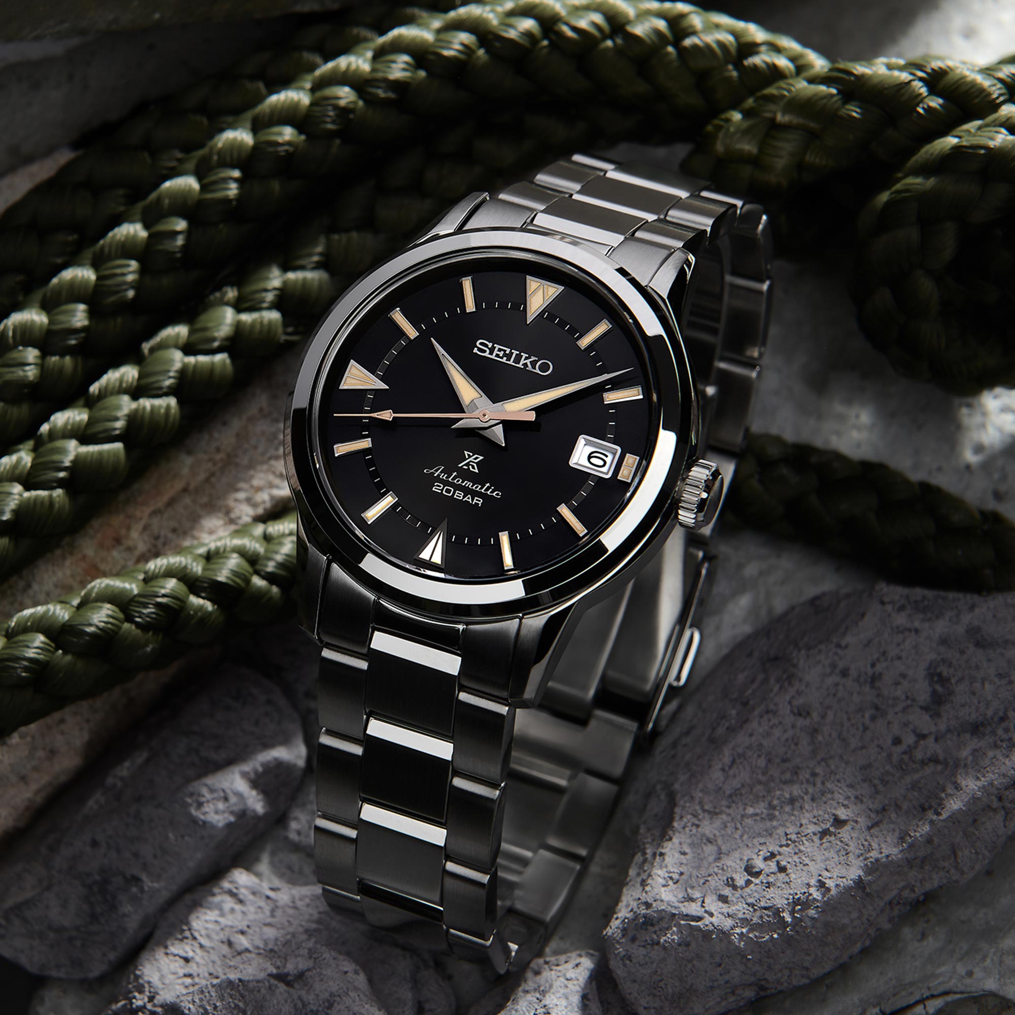 Seiko Prospex 1959 Alpinist Automatic Black Dial Stainless Steel Bracelet Men's Watch SPB243J1