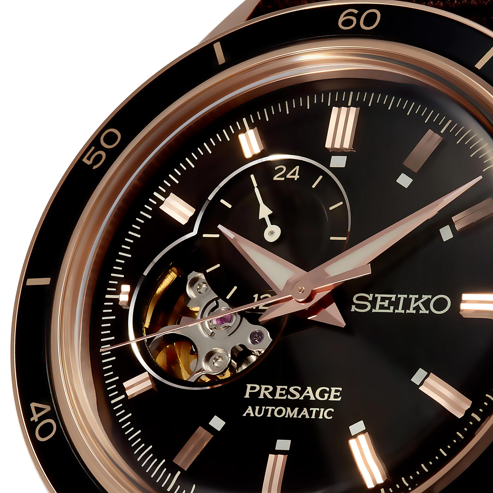 Seiko Presage Style 60's Automatic Black Open Heart Dial Brown NATO Strap Men's Watch SSA426J1