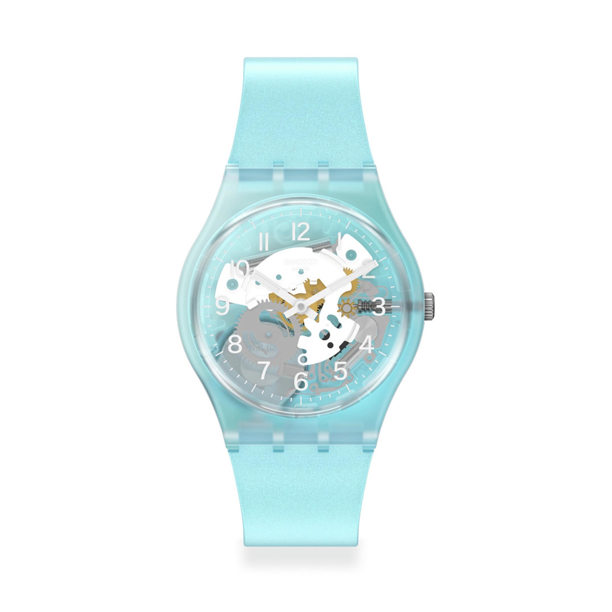 Swatch 'Morning Sky' Quartz Blue Dial Blue Silicone Strap Unisex Watch GL125