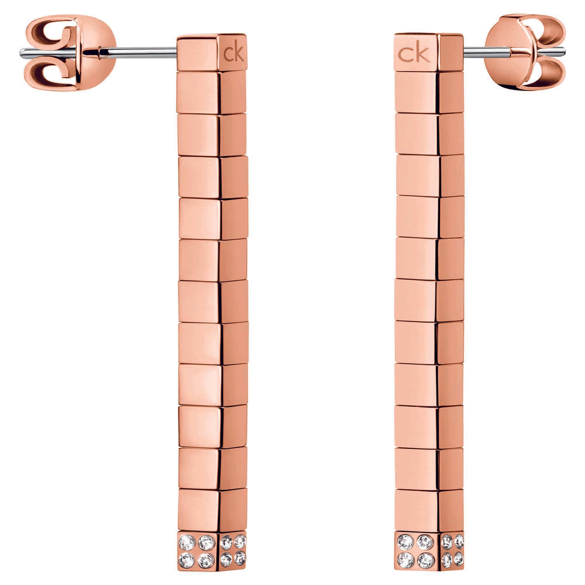 Calvin Klein Tune Rose Gold Stainless Steel Earrings Ladies Jewellery KJ9MPE140100