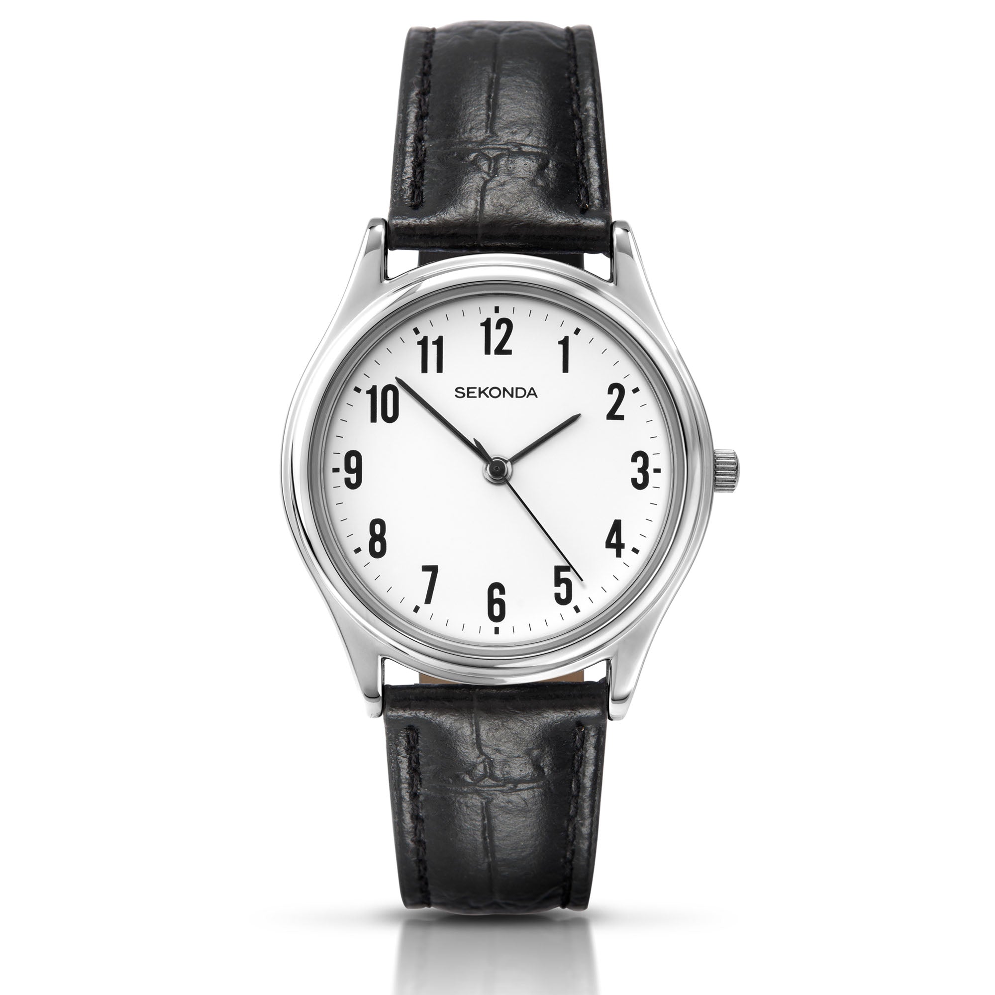 Sekonda Classic Quartz White Dial Black Leather Strap Men’s Watch 3621