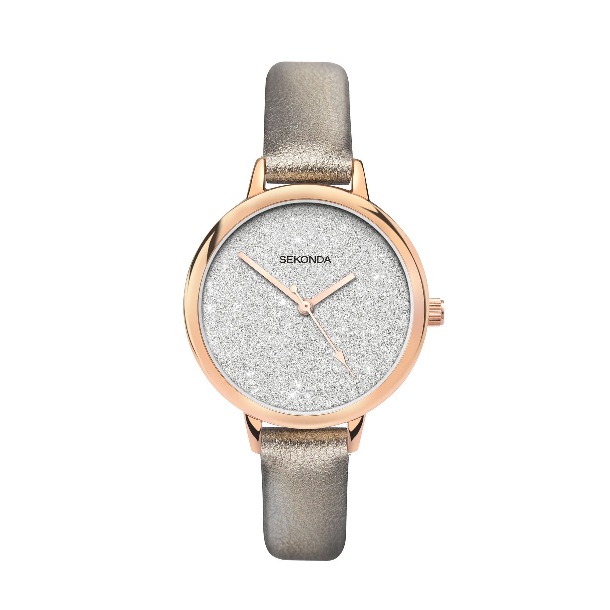 Sekonda Fashion Quartz Silver Dial Bronze Leather Strap Ladies Watch 40023