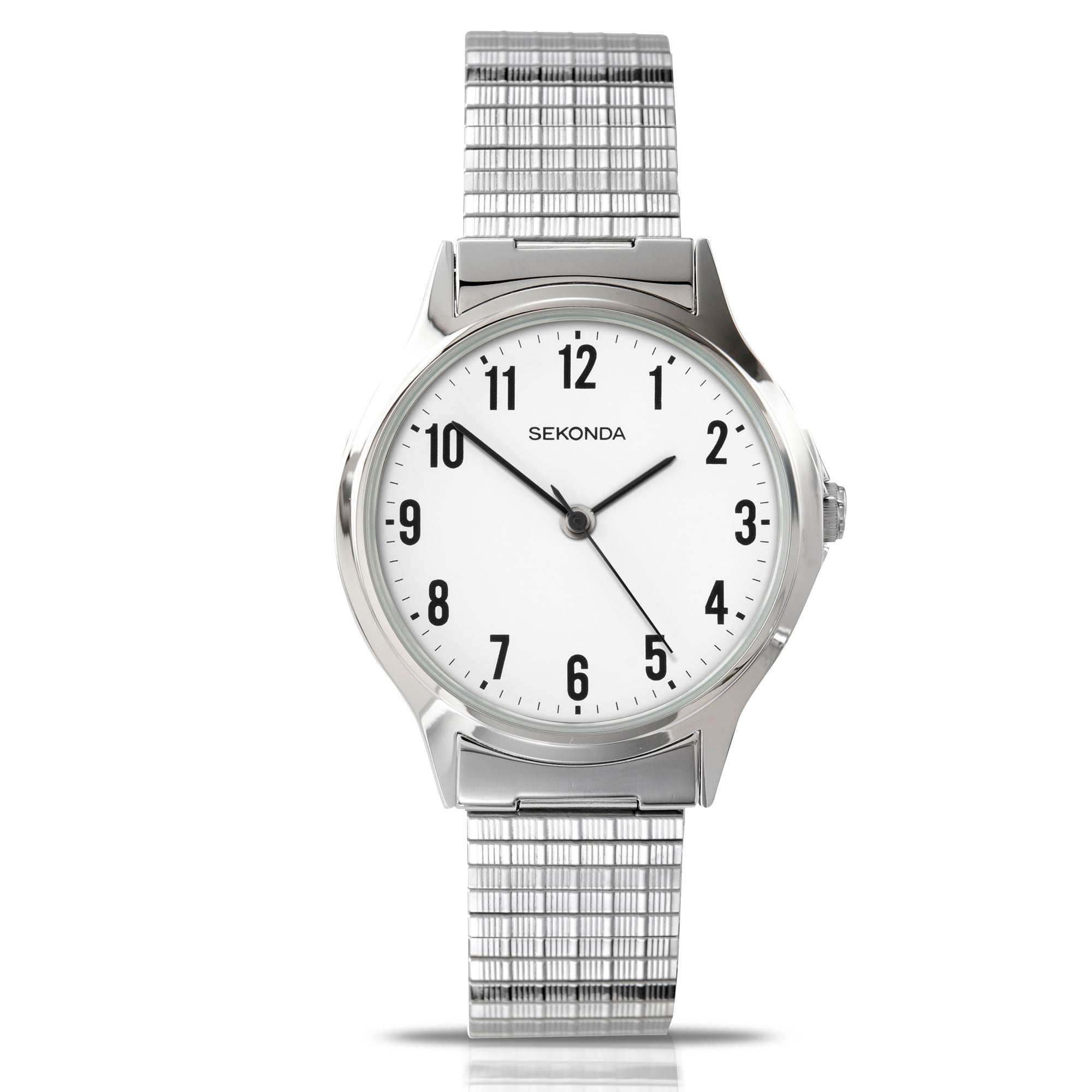 Sekonda Classic Quartz White Dial Silver Expander Stainless Steel Bracelet Men's Watch 3751