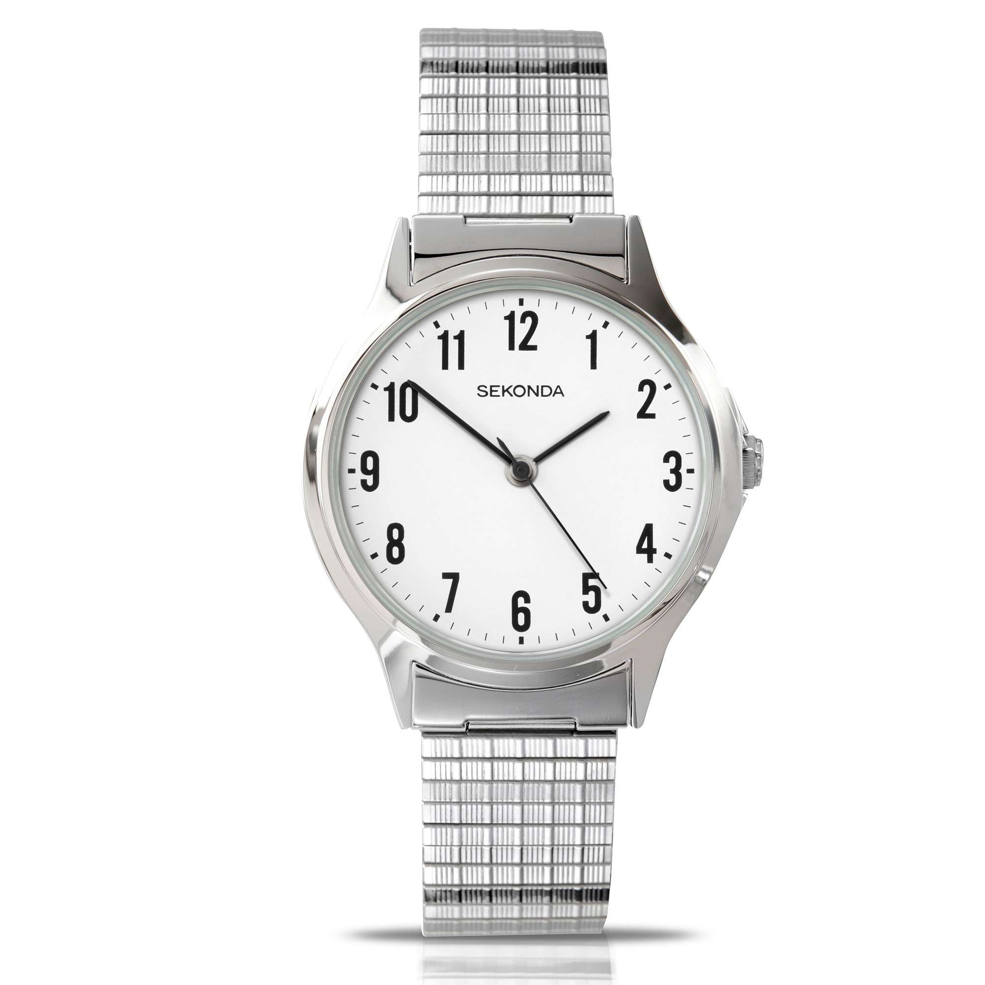 Sekonda Classic Quartz White Dial Silver Expander Stainless Steel Bracelet Men's Watch 3751