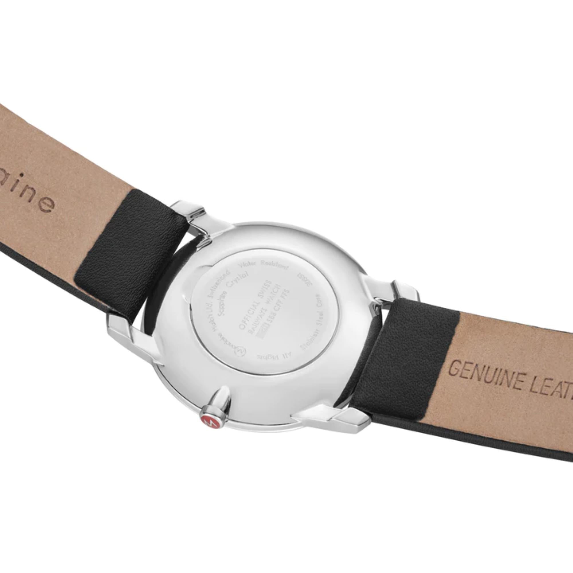 Mondaine Simply Elegant Quartz White Dial Black Leather Strap Unisex Watch A400.30351.11SBB