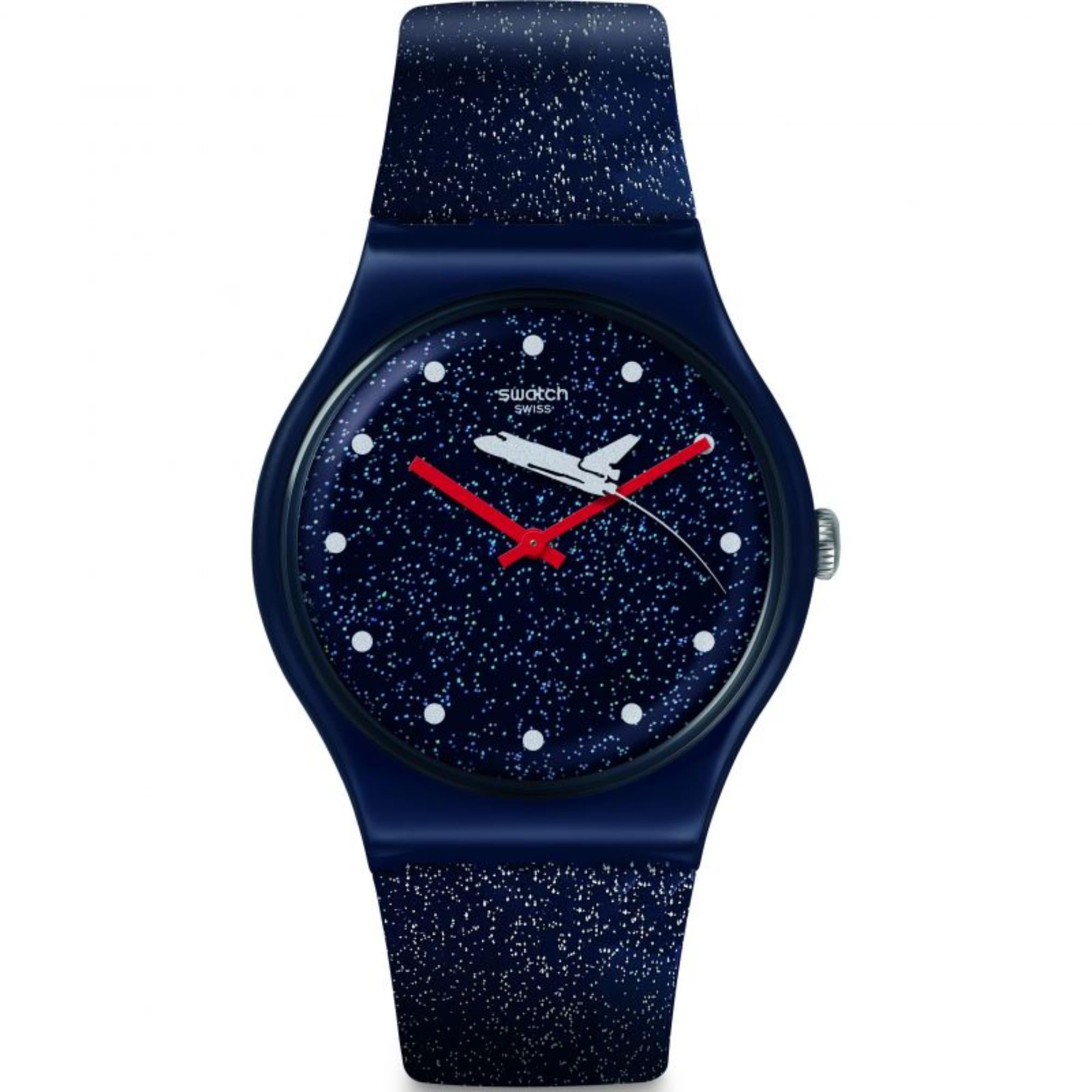 Swatch James Bond Moonraker 1979 Limited Special Edition Blue Dial Silicone Space Strap Unisex Watch SUOZ305