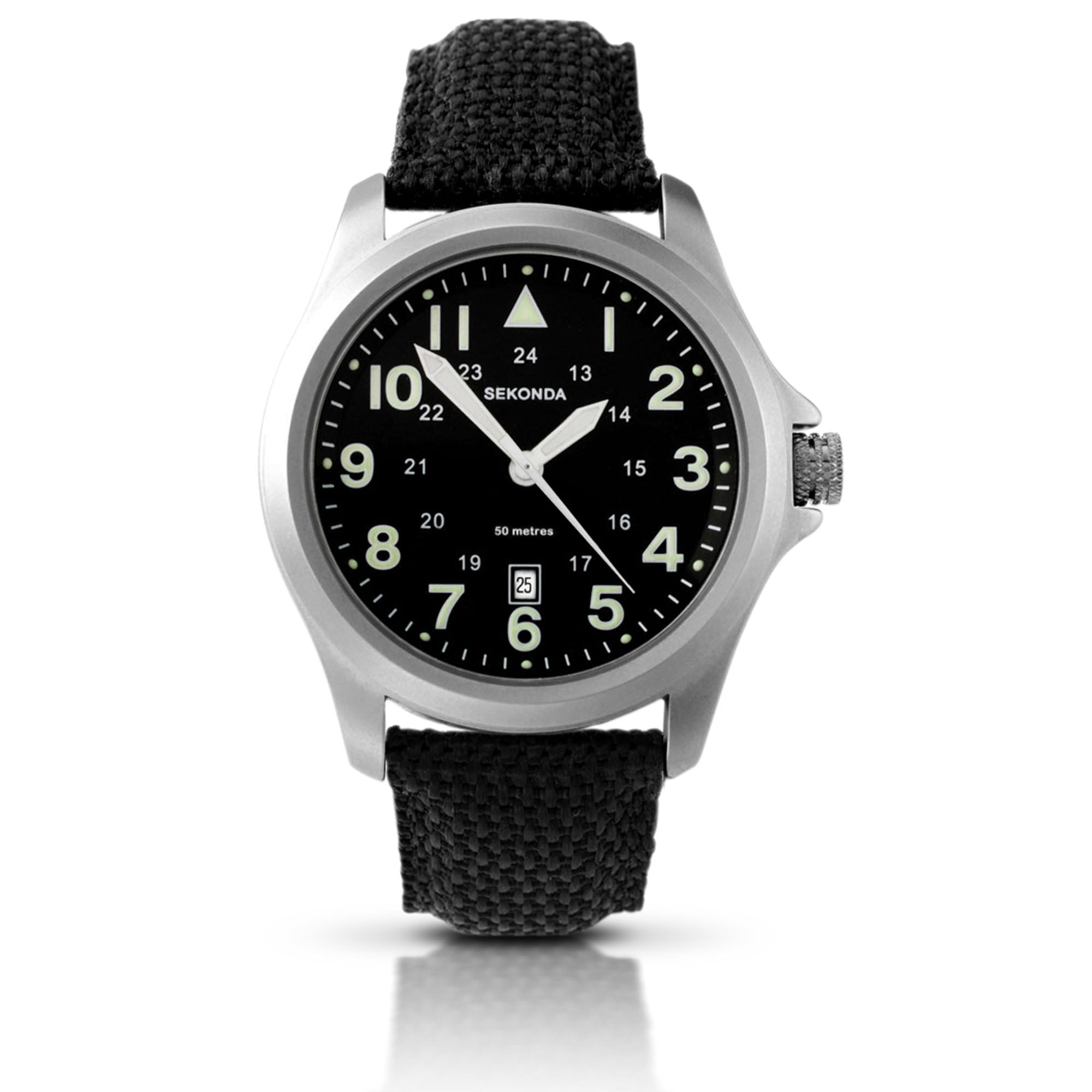 Sekonda Aviator Quartz Black Dial Black Fabric Strap Men's Watch 3347.00
