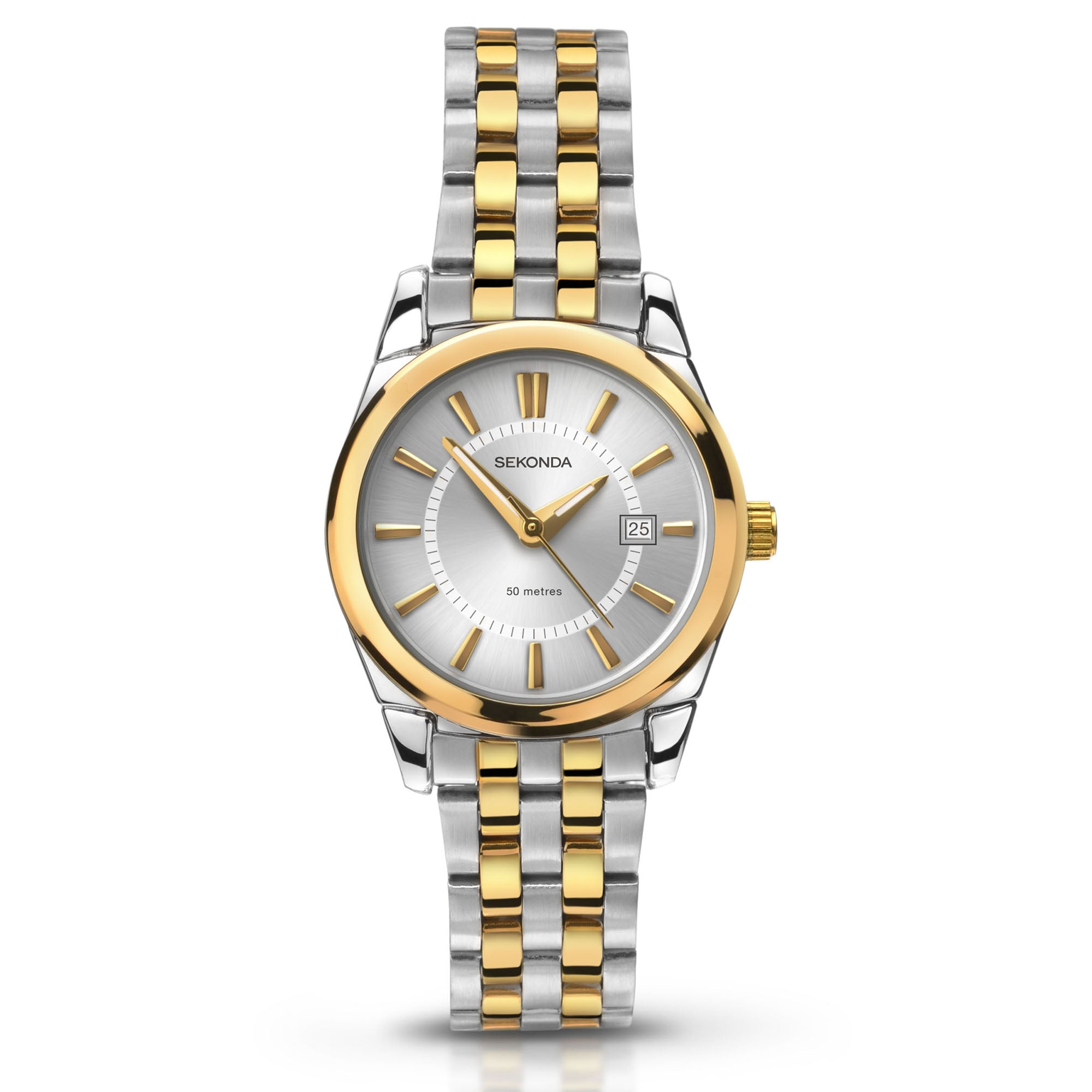 Sekonda Quartz Silver Dial Two Tone Stainless Steel Bracelet Ladies Watch 2462
