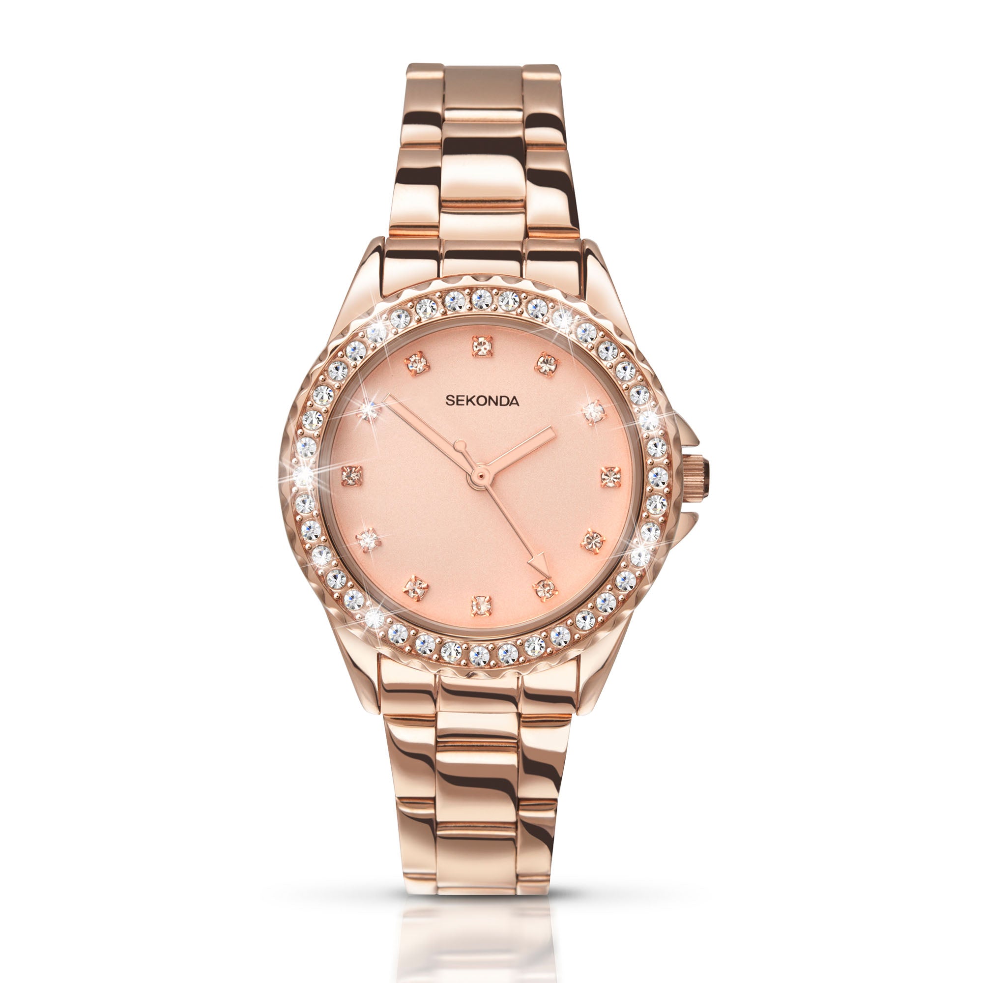 Sekonda Temptations Quartz Rose Gold Dial PVD Stainless Steel Case Ladies Watch 4253