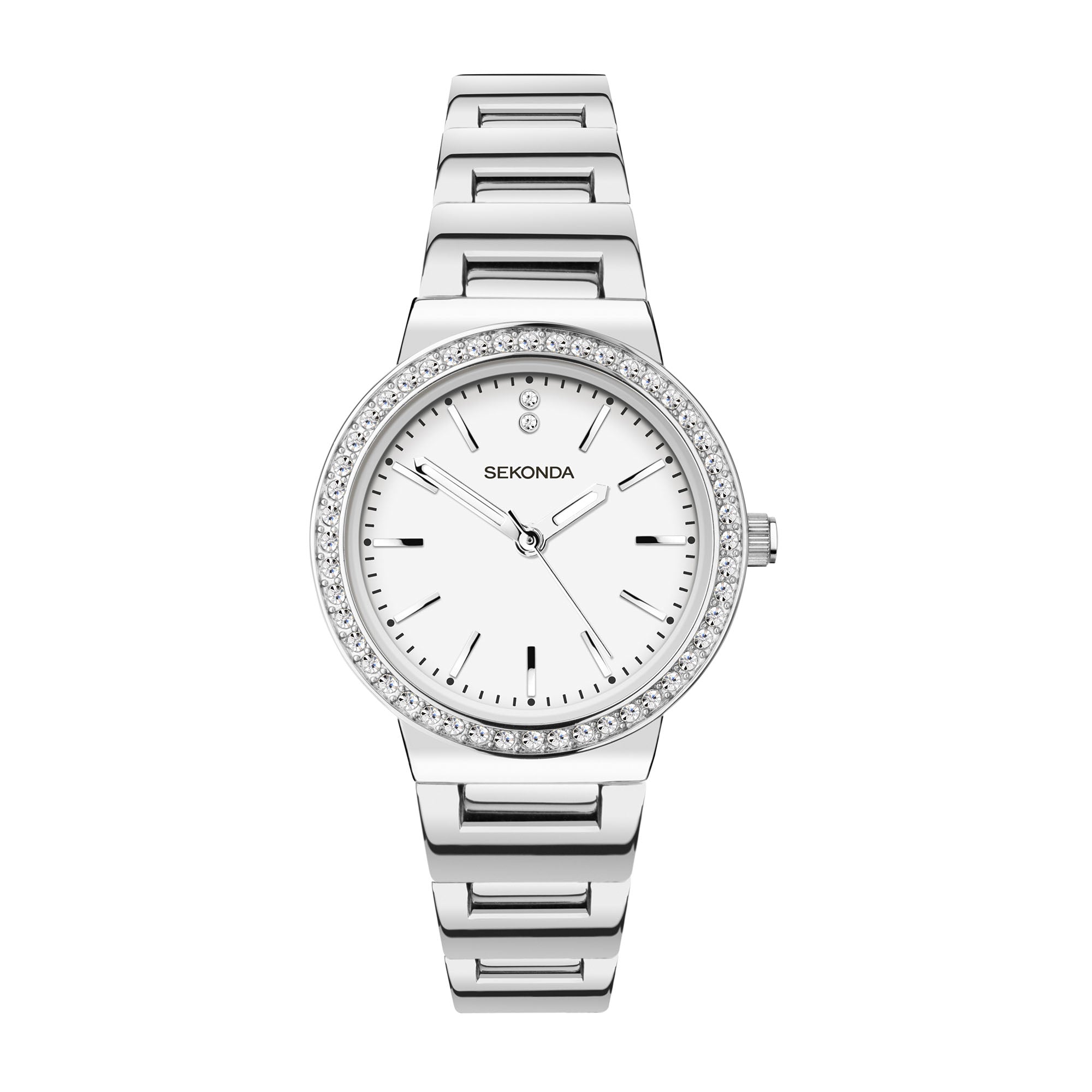 Sekonda Quartz White Dial Stainless Steel Bracelet Ladies Watch 40077