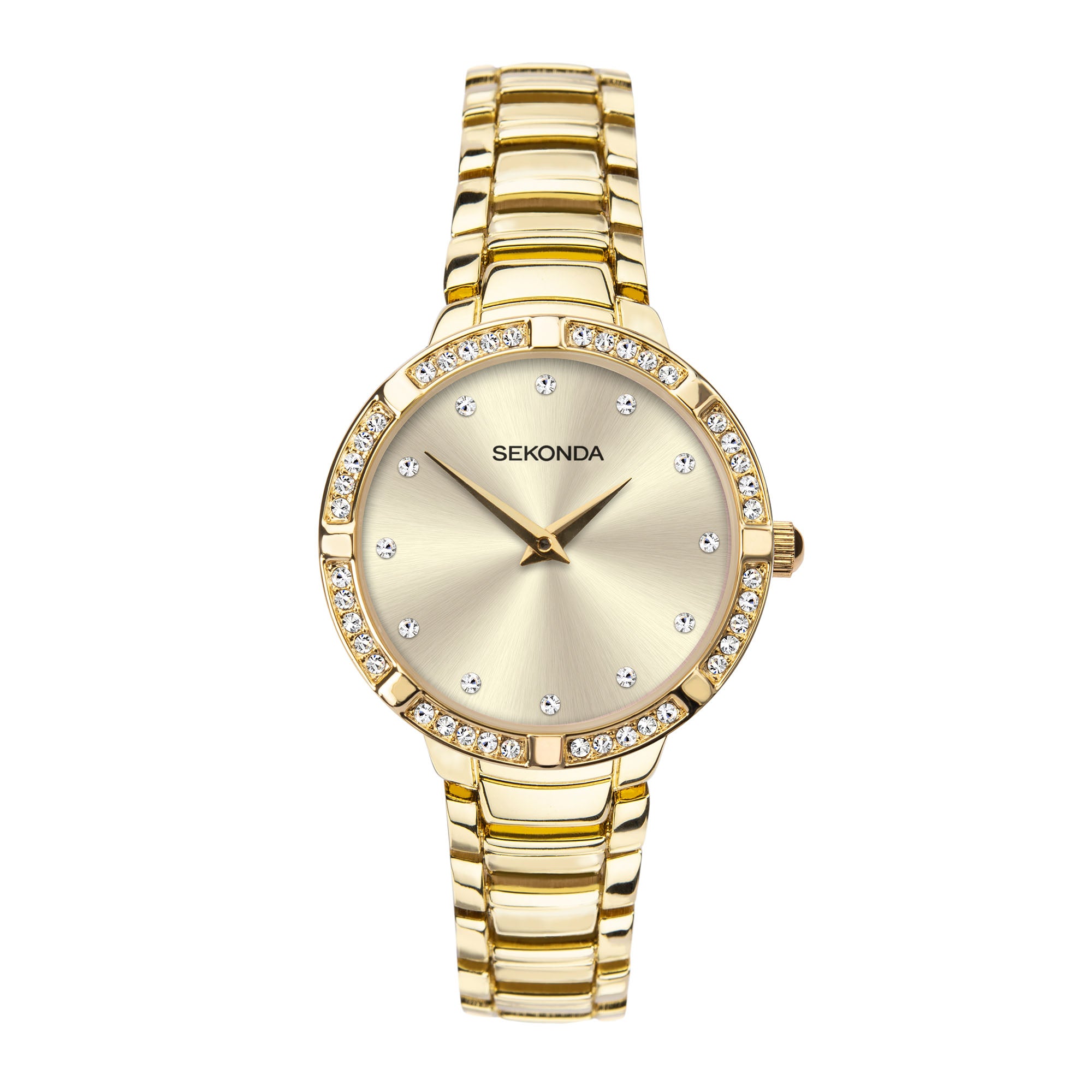 Sekonda Classic Champagne Dial Gold PVD Steel Bracelet Sparkling Ladies Watch 40034