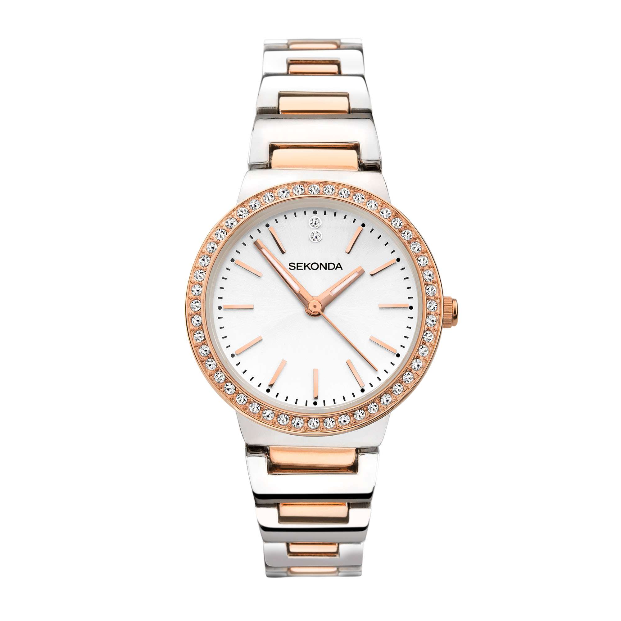 Sekonda Quartz White Dial Stainless Two Tone Bracelet Ladies Watch 40078
