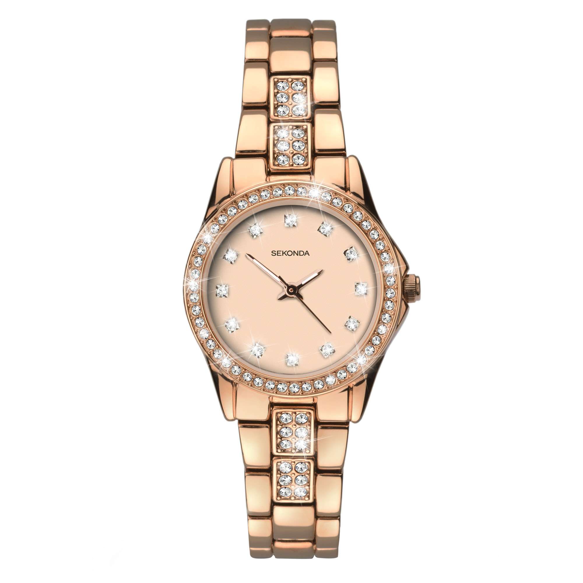 Sekonda Starfall Quartz Rose Gold Dial Rose Gold PVD Stainless Steel Bracelet Ladies Watch 2034