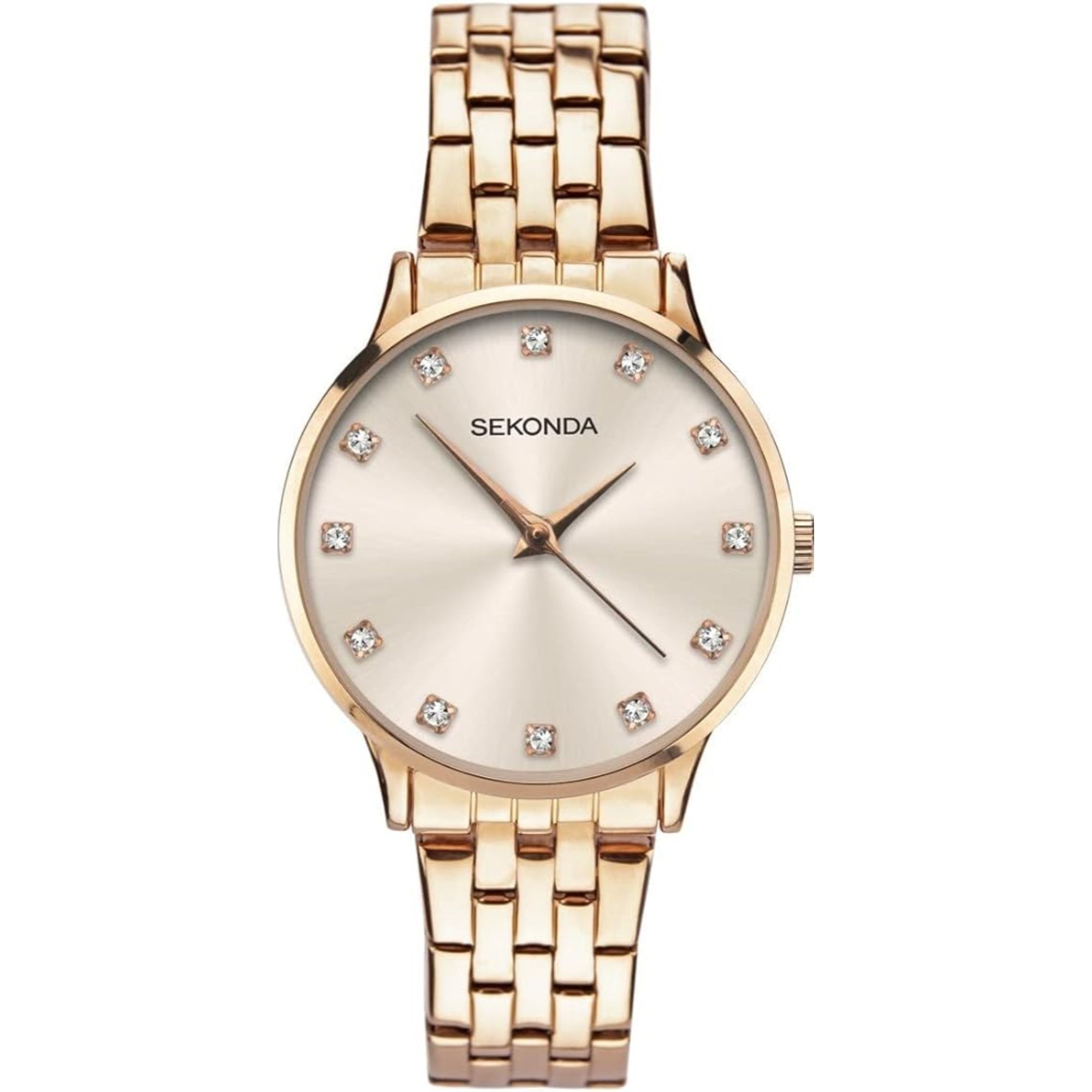 Sekonda Classic Quartz Rose Gold Dial Rose Gold PVD Stainless Steel Bracelet Ladies Watch 2961