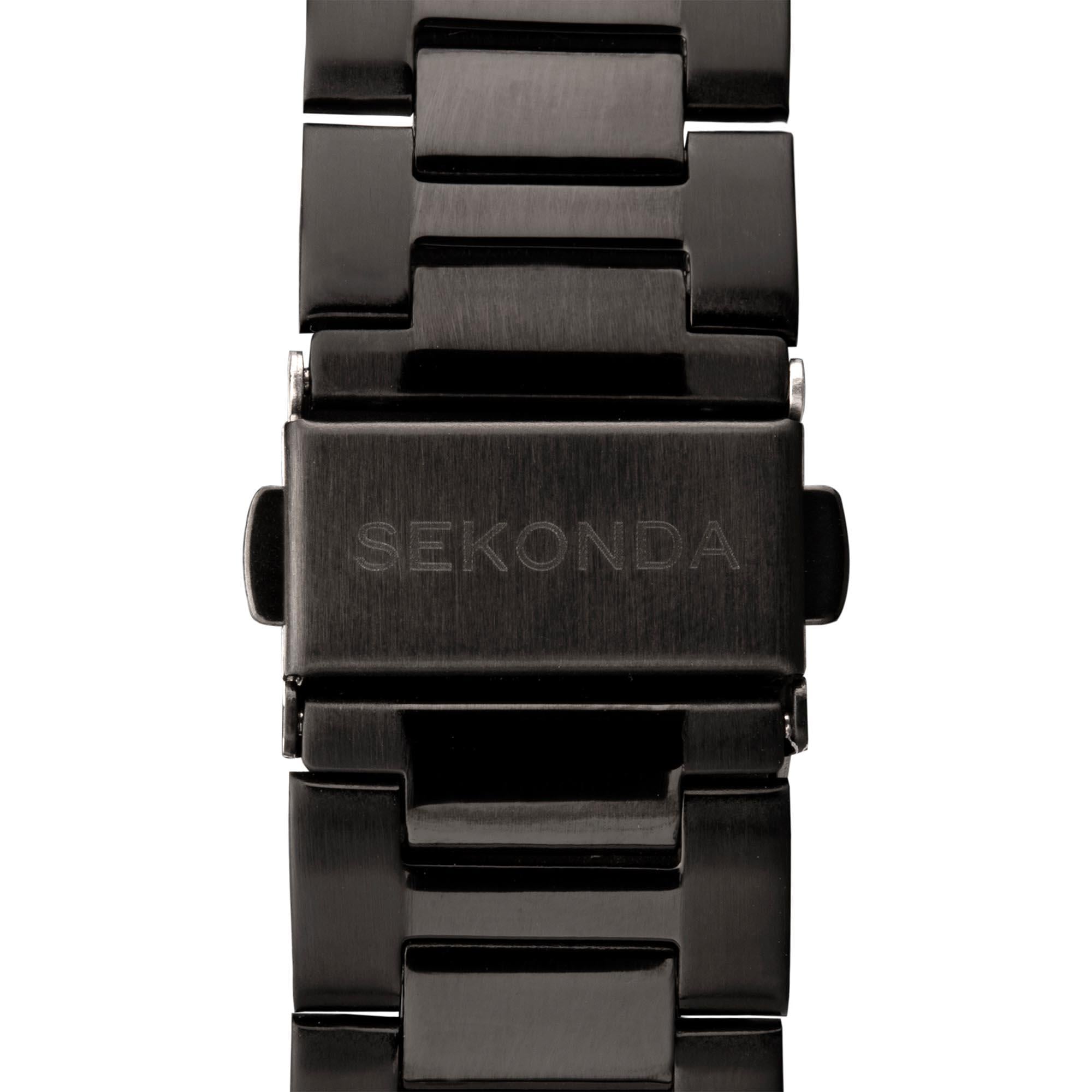 Sekonda Sports Dive Style Yellow Dial Black IP Steel Bracelet Men's Watch 1978