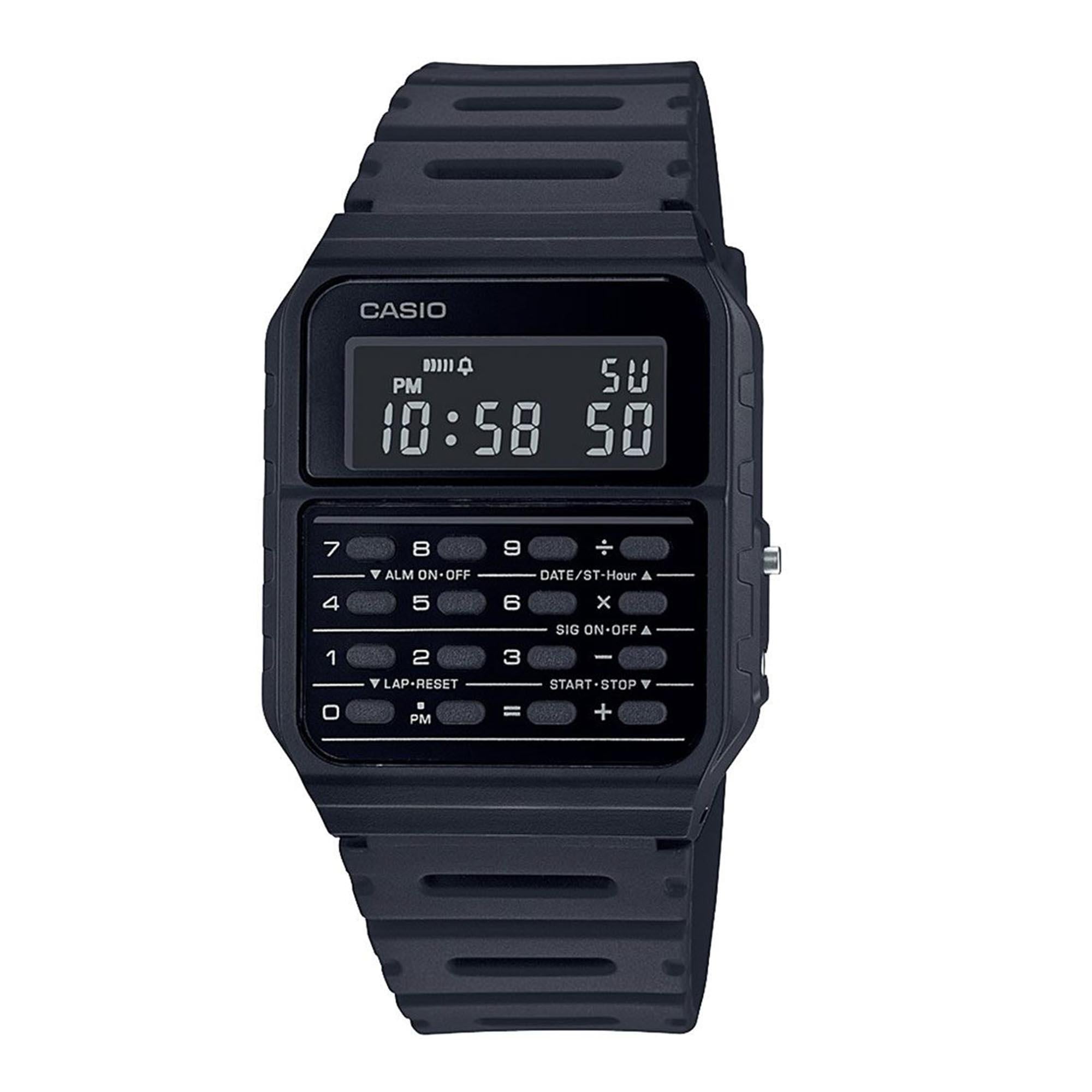 Casio Vintage Quartz Black Dial Black Resin Strap Calculator Watch CA-53WF-1BEF