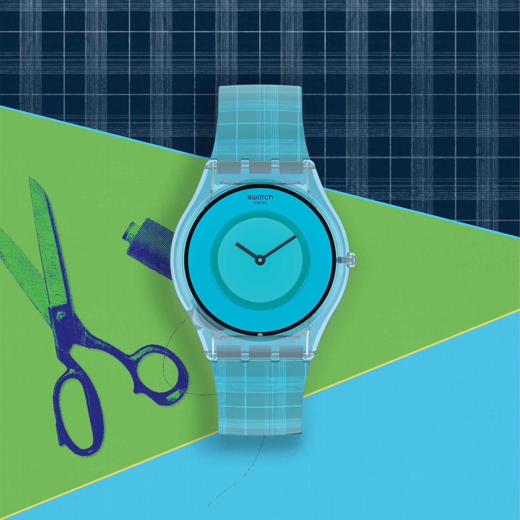 Swatch Supriya Sari Mardas 01 Quartz Blue Dial Multi Tonal Silicone Strap Watch SS08Z102