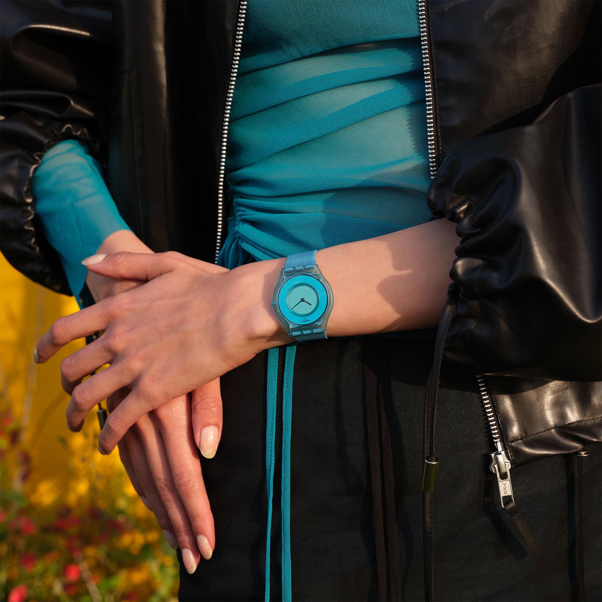 Swatch Supriya Sari Mardas 01 Quartz Blue Dial Multi Tonal Silicone Strap Watch SS08Z102