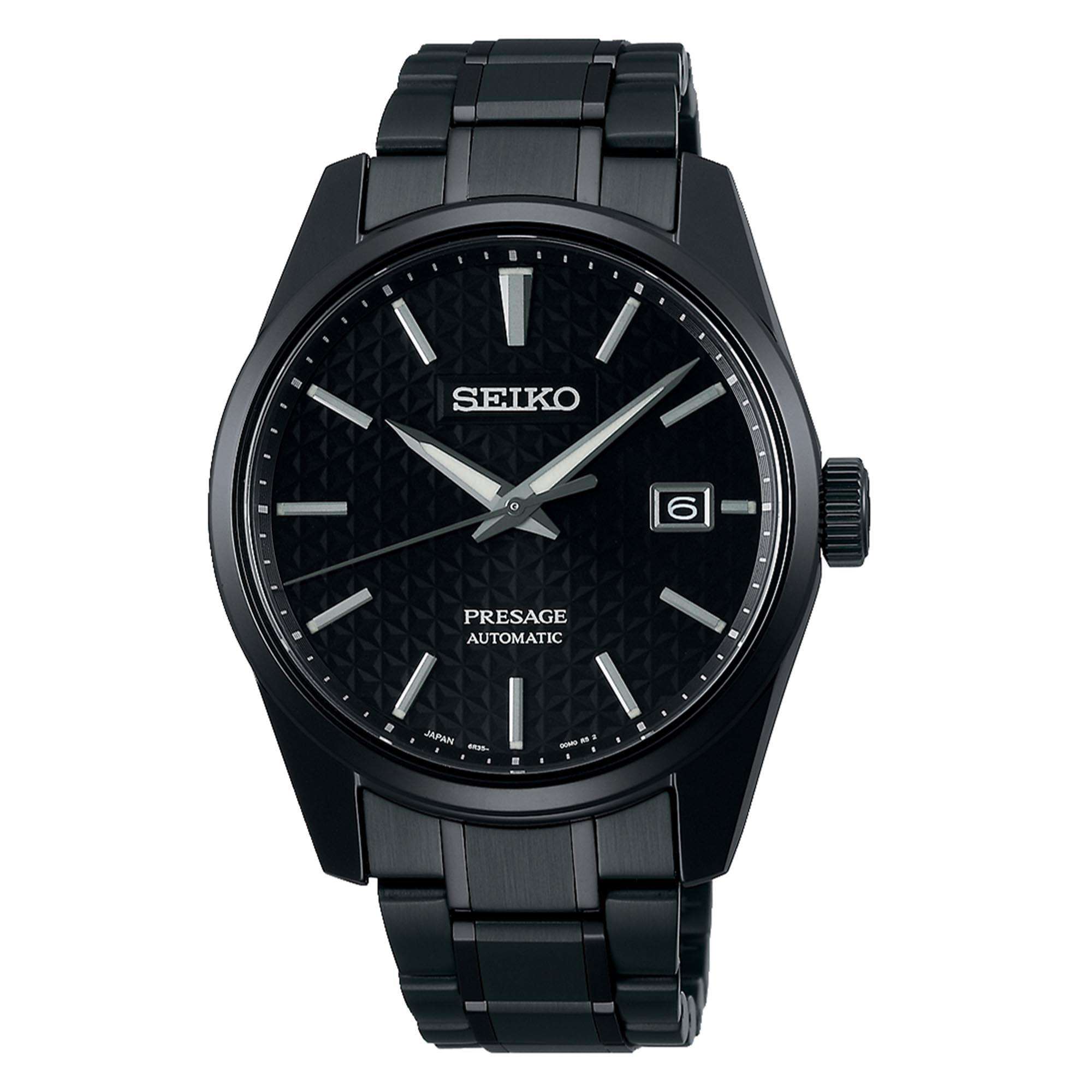 Seiko Presage Sharp Edge Series Automatic Black Dial Black PVD Silver Stainless Steel Men's Watch SPB229J1