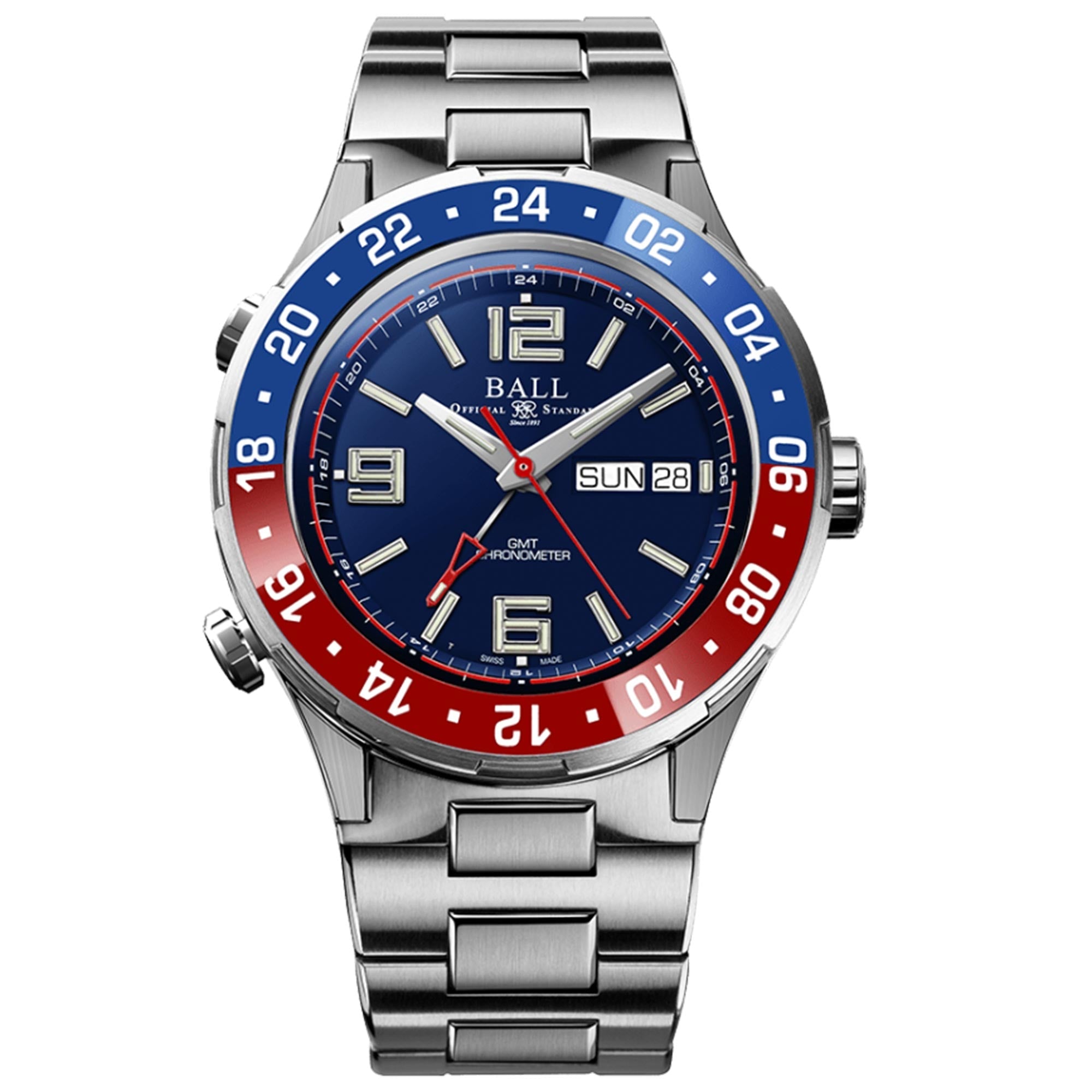 BALL Roadmaster Marine GMT Limited Edition Blue Dial Stainless Steel Bracelet Men's Watch DG3030B-S4C-BE (Delivery 7-10 days)