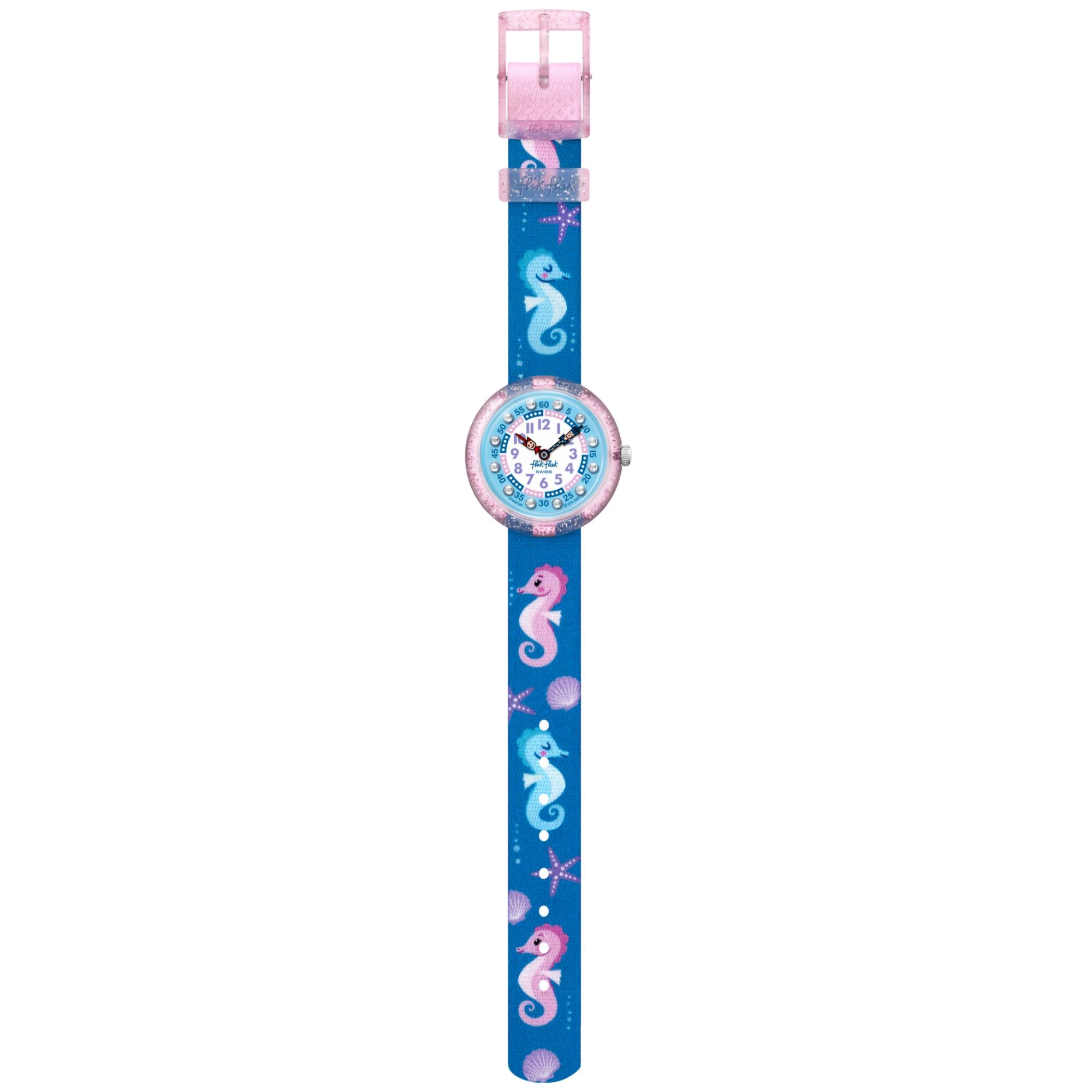 Flik Flak Cavalluccio Two Tone Dial Blue Textile Strap Childrens Watch FBNP181