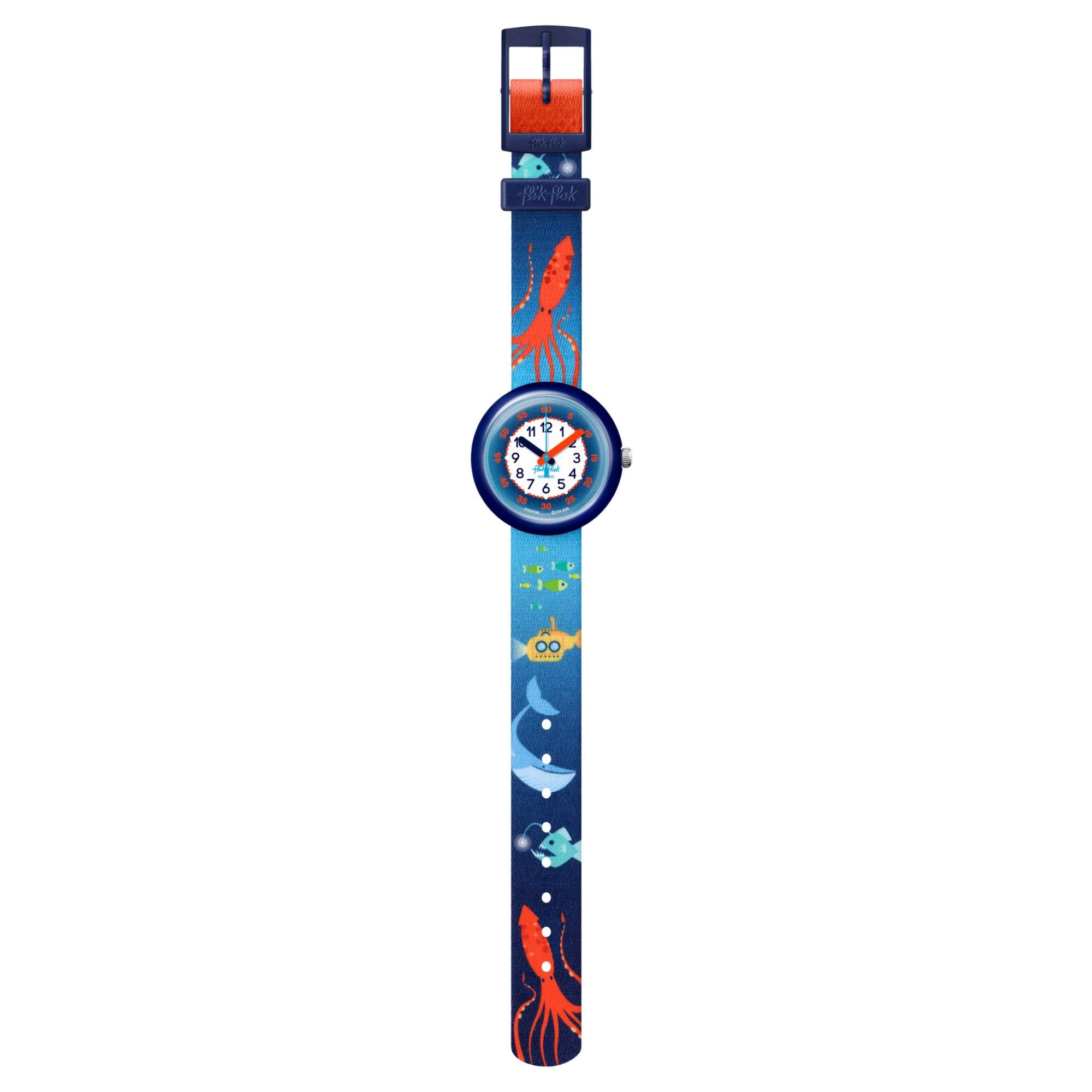 Flik Flak Sea La Vie Quartz Two Tone Dial Blue PET Recycled Strap Children’s Watch FPNP086