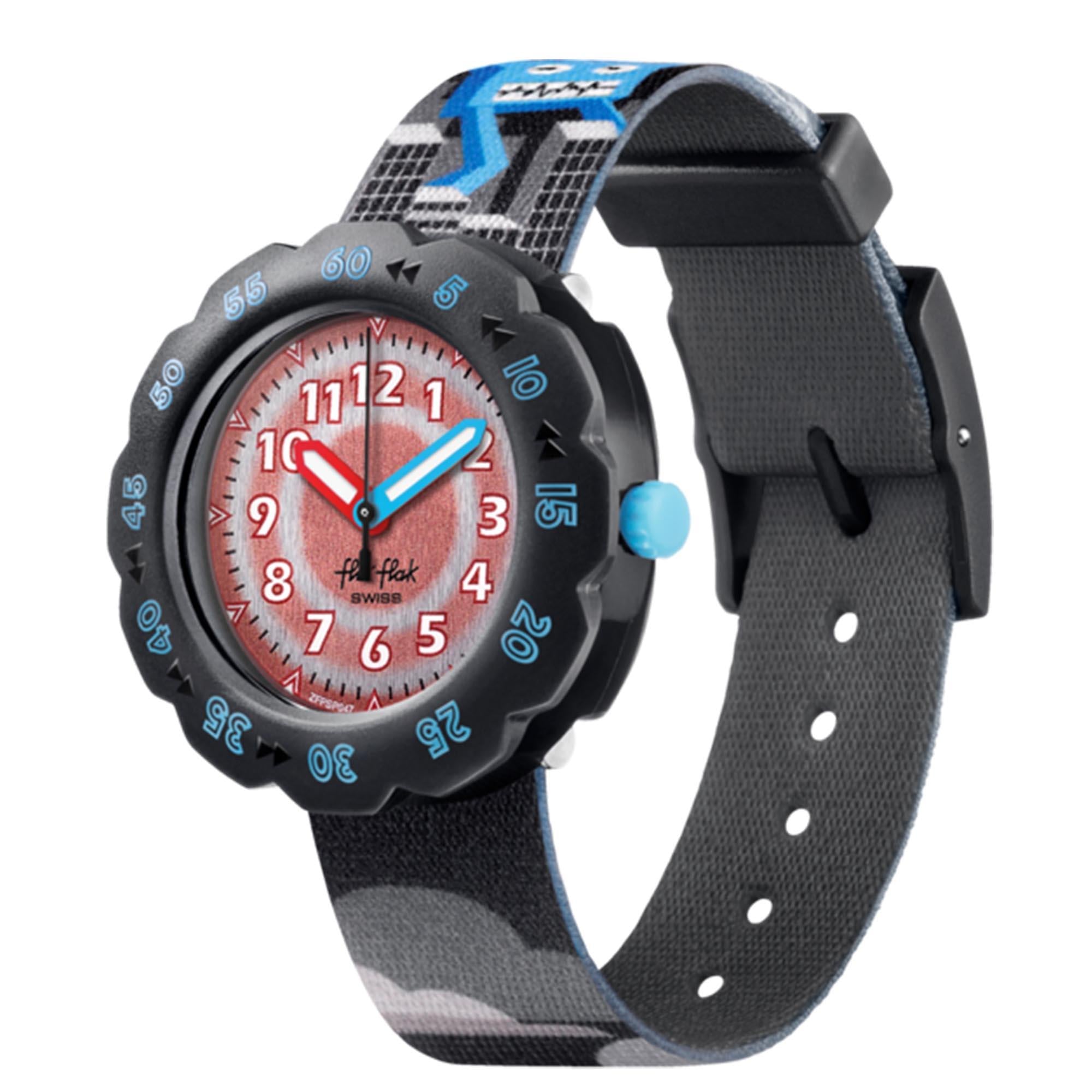 Flik Flak Colour Blast Quartz Blue Dial Blue Textile Strap Childrens Watch FPNP043