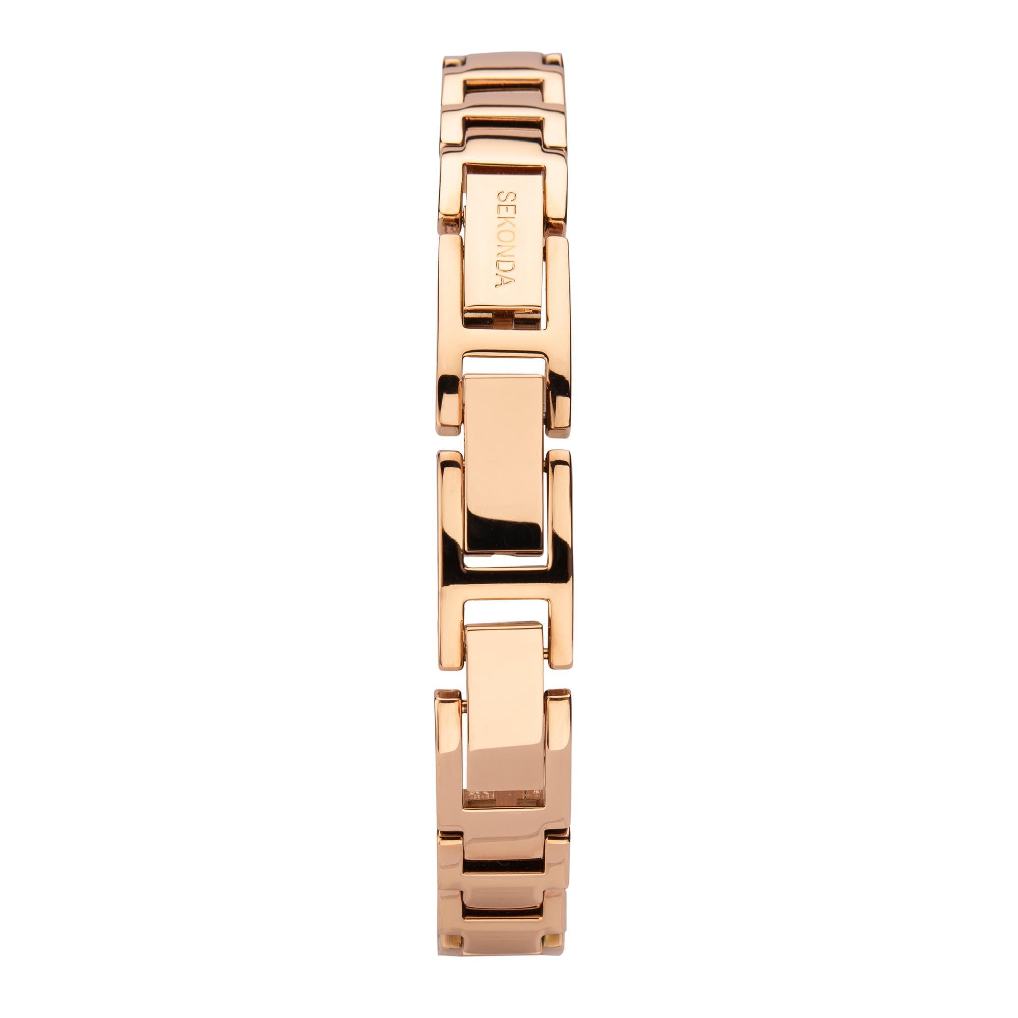 Seksy Classic Quartz Mother of Pearl Dial Rose Gold IP Brass Bracelet Ladies Watch 2950