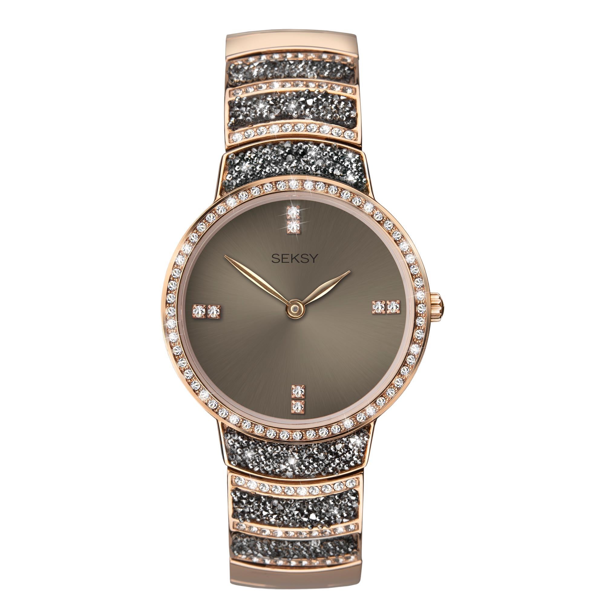 Seksy Dress Quartz Grey Dial Multi Coloured Stainless Steel Bracelet Ladies Watch 2746