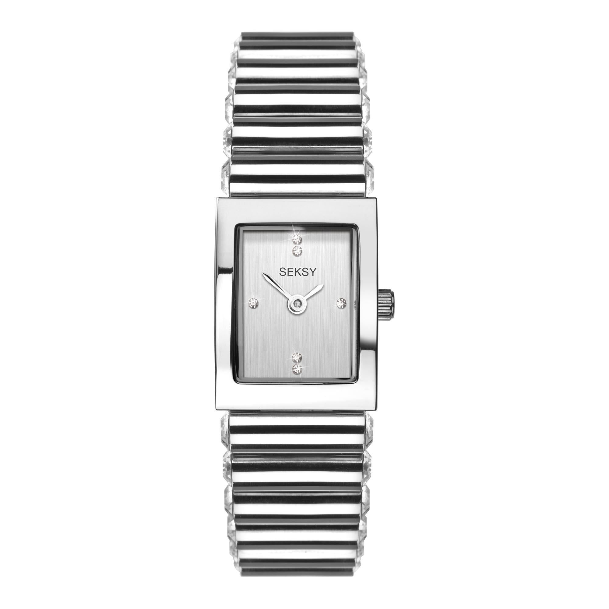 Seksy Edge Quartz Silver Dial Stainless Steel Bracelet Ladies Watch 2864