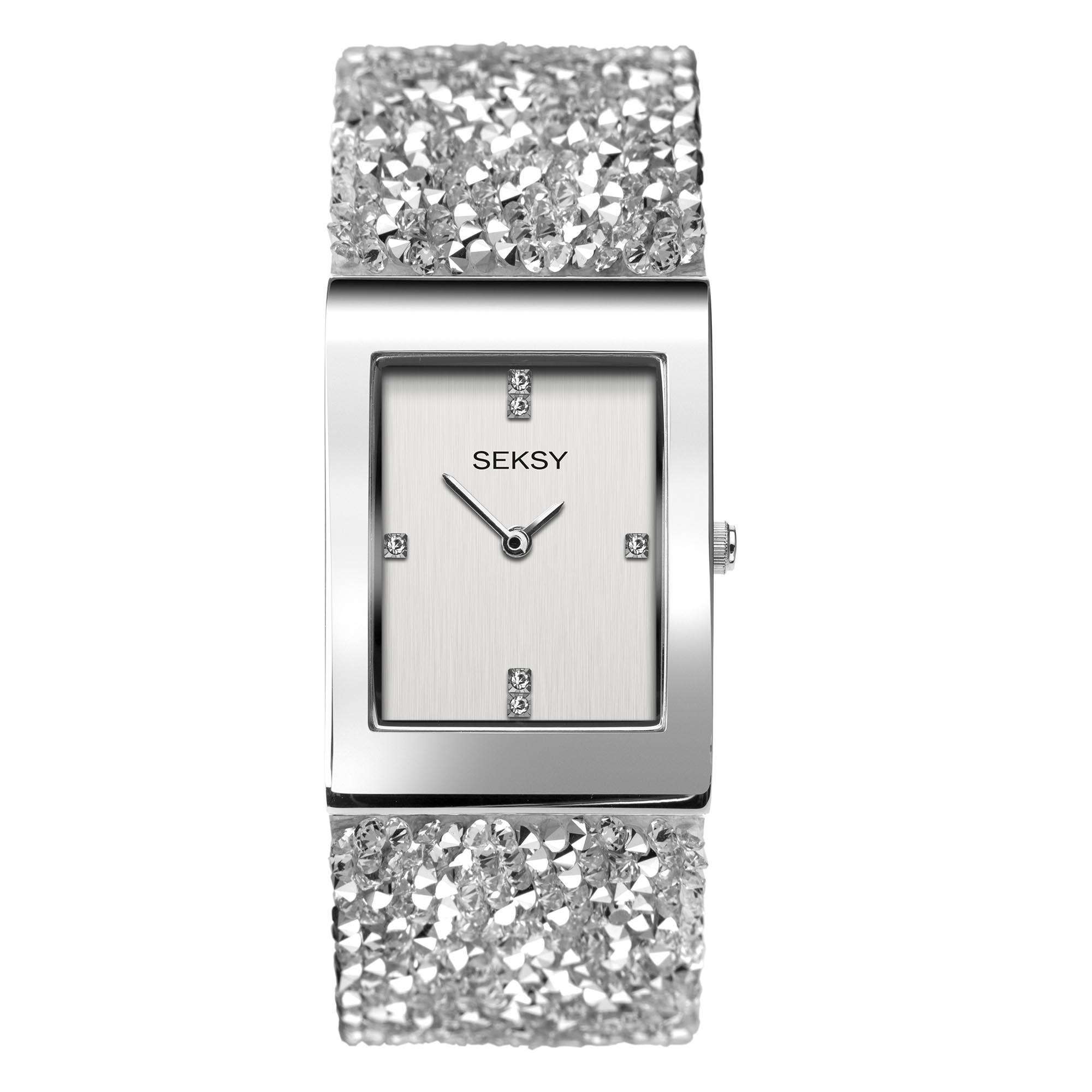 Seksy Dress Quartz Silver Dial Silver PVD Brass Bracelet Ladies Watch 2652