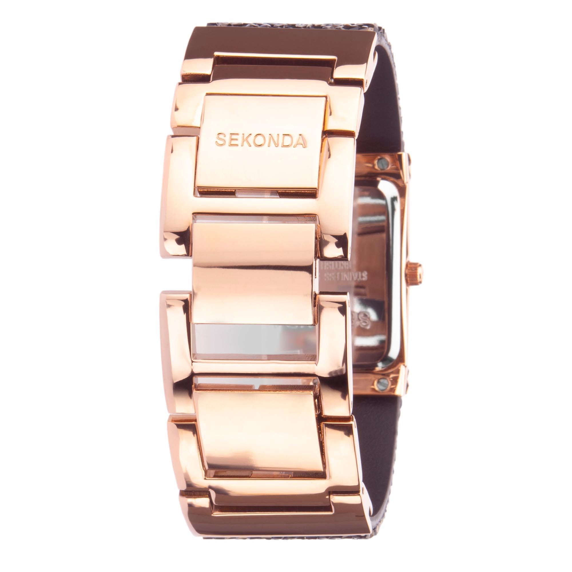 Seksy Dress Quartz Black Dial Black PVD Brass Bracelet Ladies Watch 2653