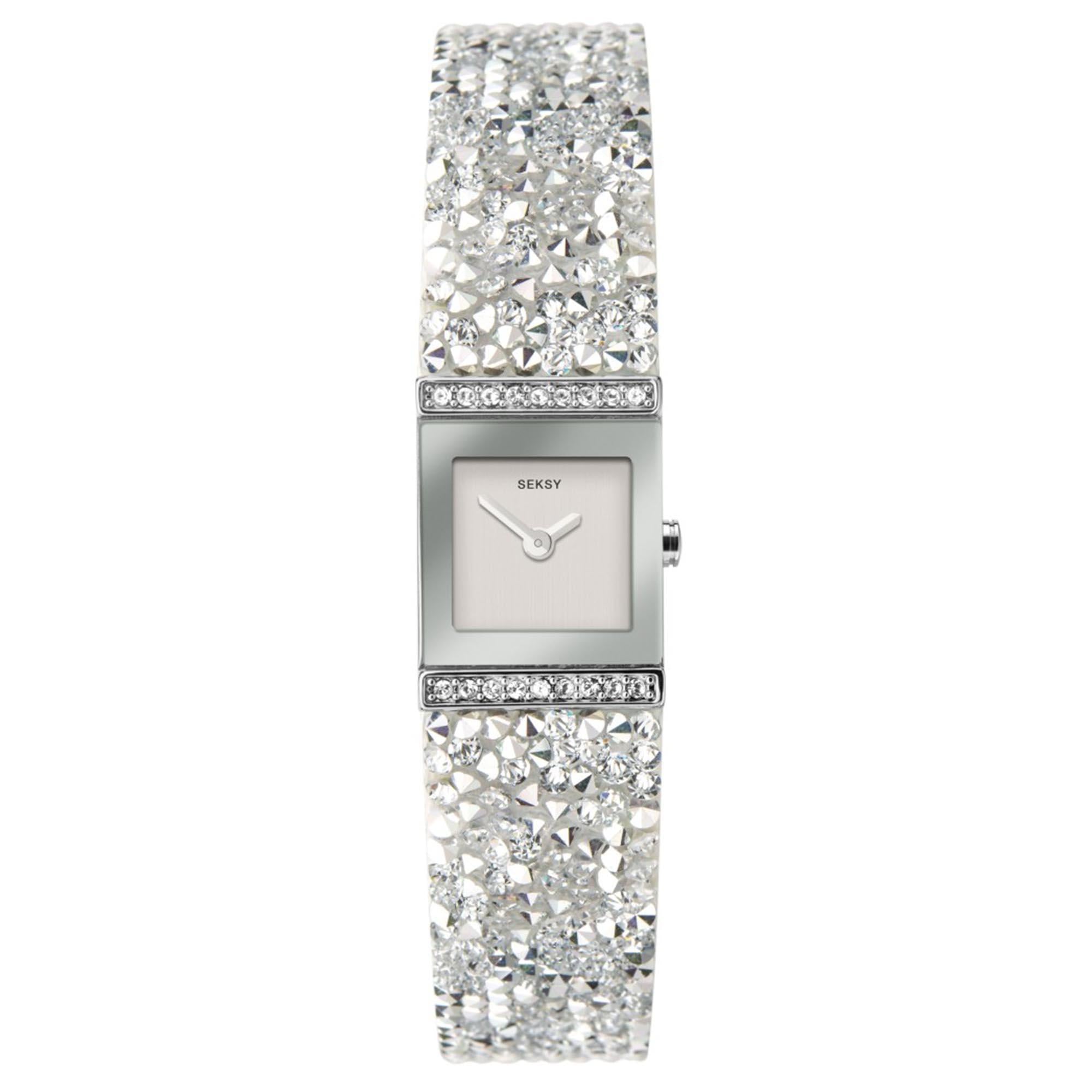 Seksy Rocks Quartz Silver Dial Silver Brass Bracelet Ladies Watch 40042