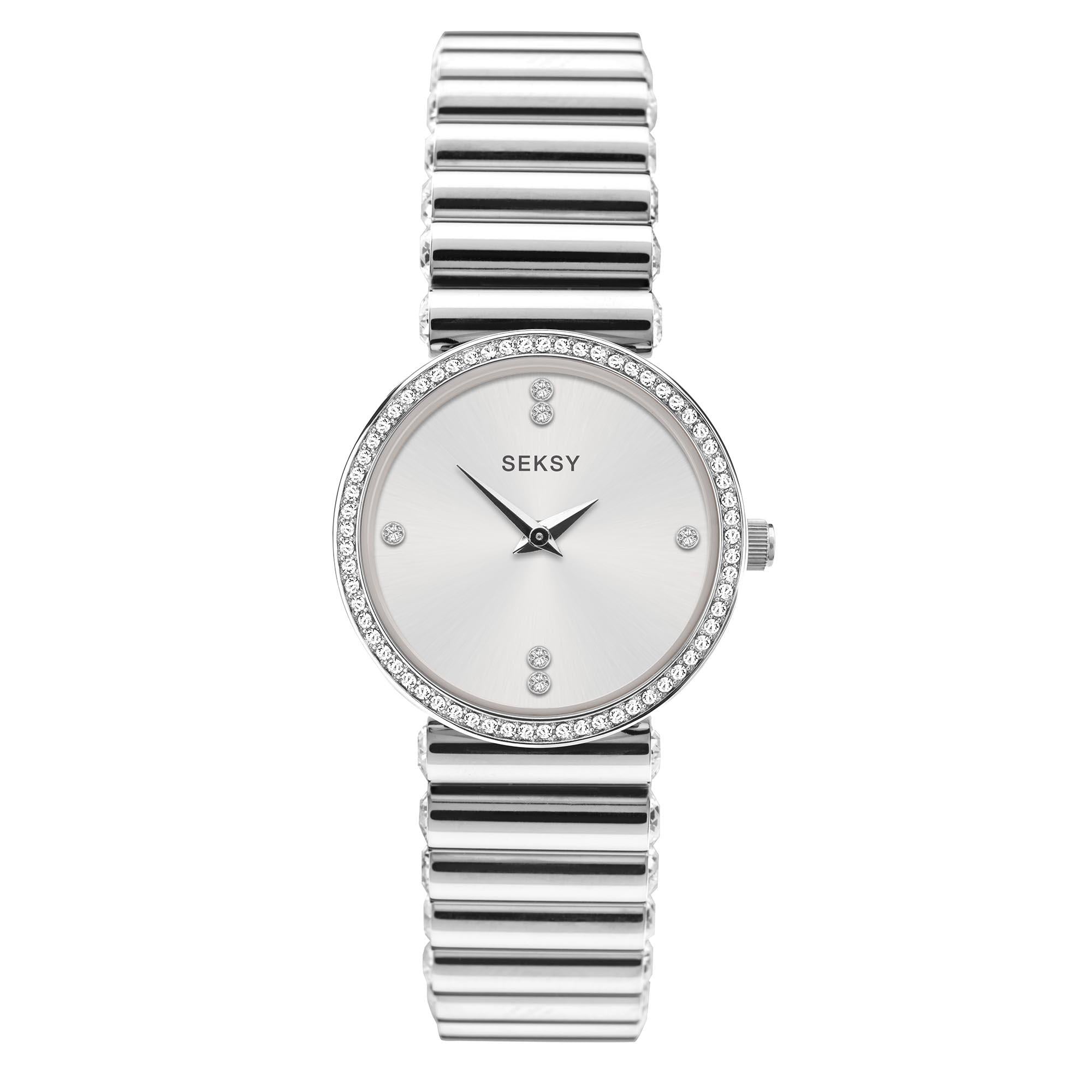 Seksy Edge Quartz Silver Dial Silver Stainless Steel Bracelet Ladies Watch 40044