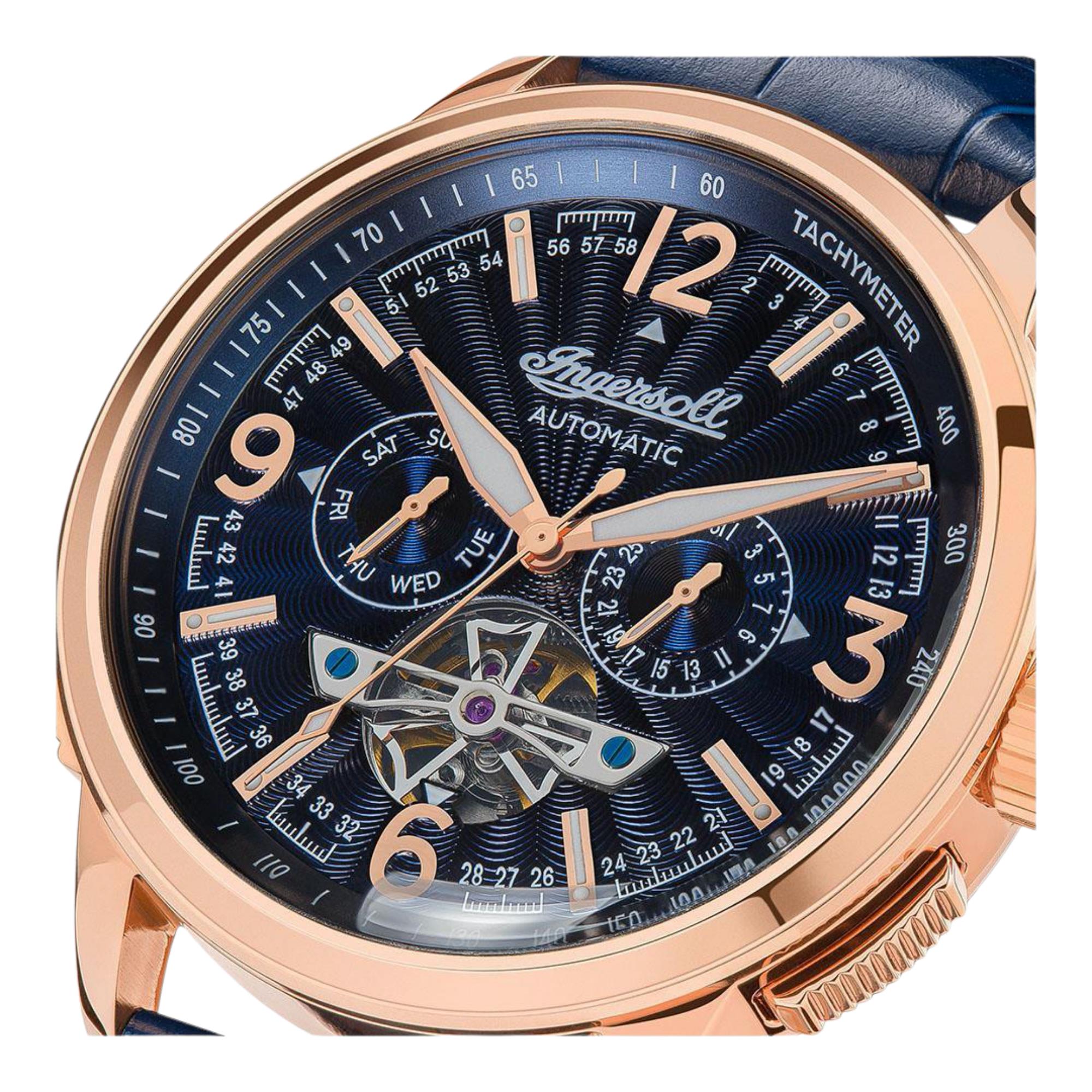 Ingersoll The Regent Automatic Blue Dial Blue Leather Strap Men's Watch I00301B