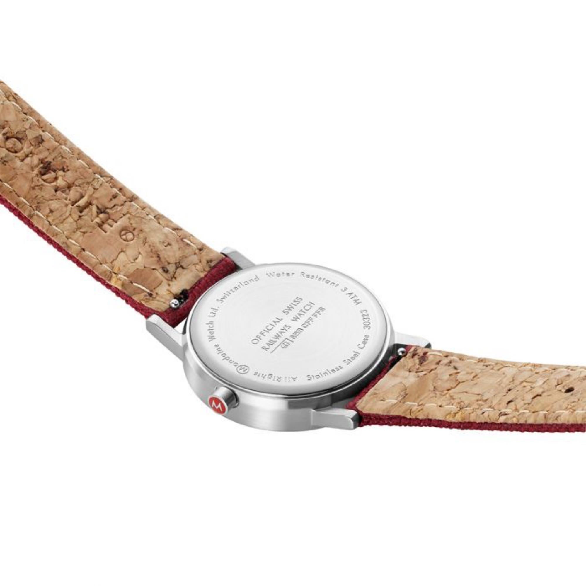 Mondaine Classic Quartz White Dial Red Textile Strap Ladies Watch A658.30323.17SBC1