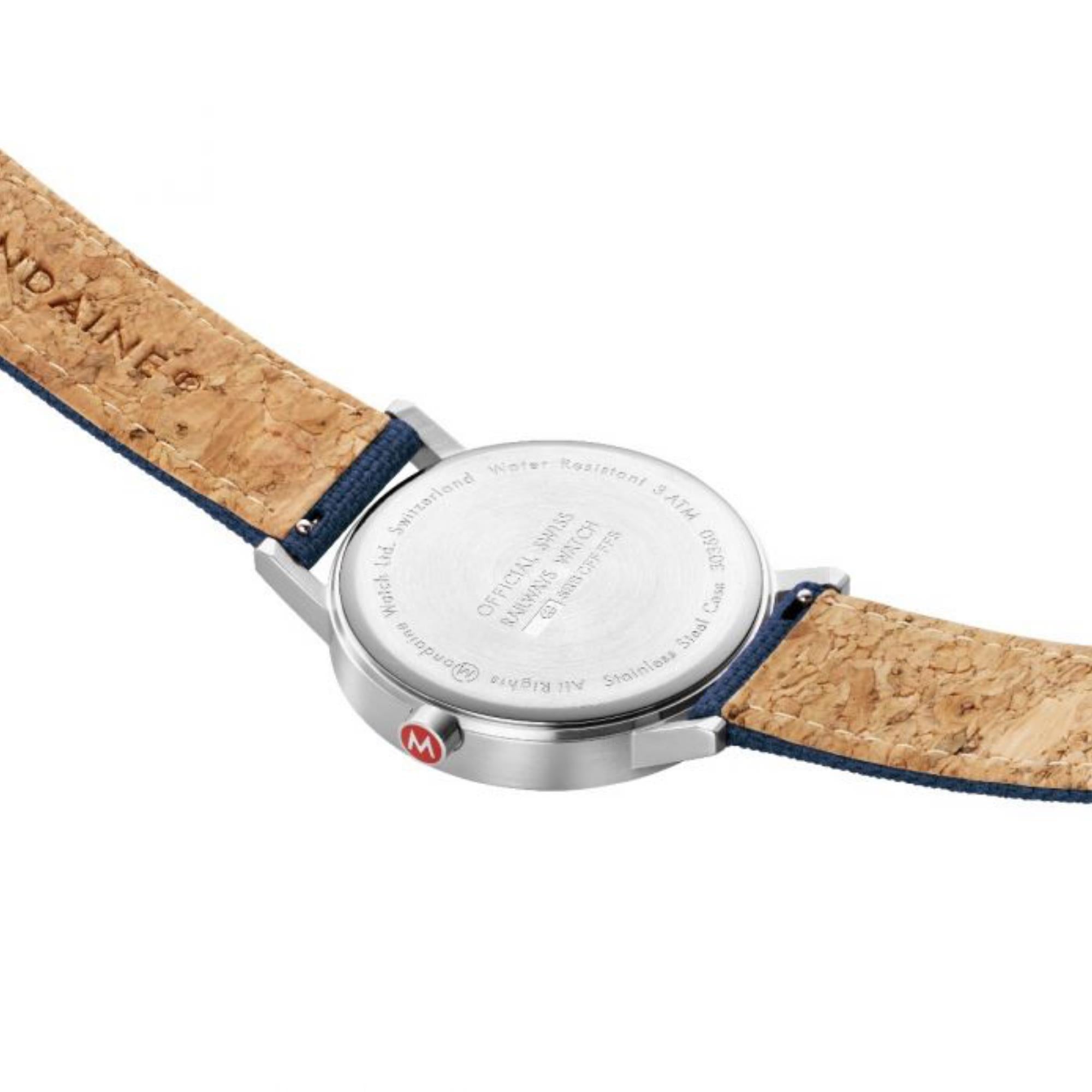 Mondaine Classic Quartz White Dial Blue Textile Strap Unisex Watch A660.30360.17SBD1