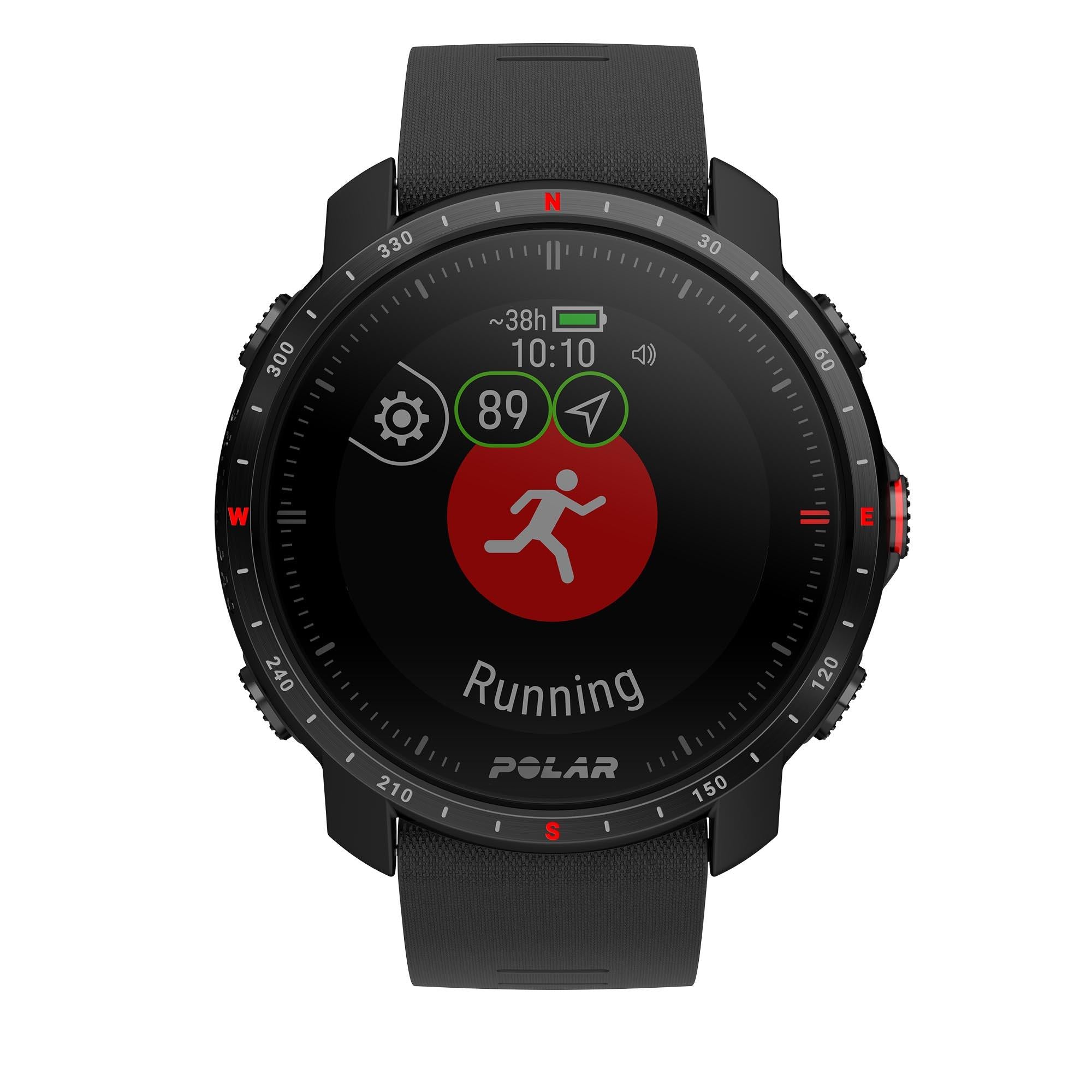 Polar Grit X Pro Black DLC Quartz Black Dial Black Synthetic Rubber Strap Unisex Watch 90085773