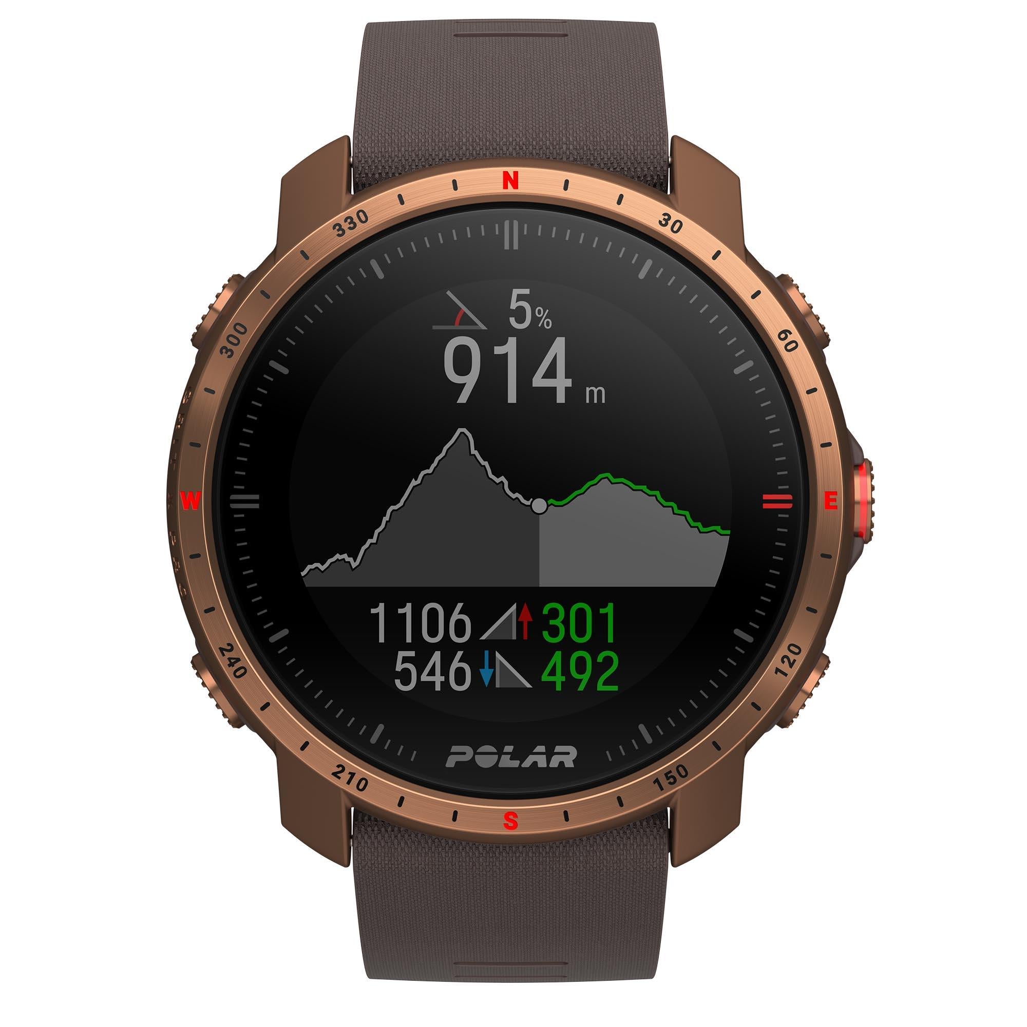Polar Grit X Pro Nordic Copper Quartz Black Dial Brown Synthetic Rubber Strap Mens Watch 90085775