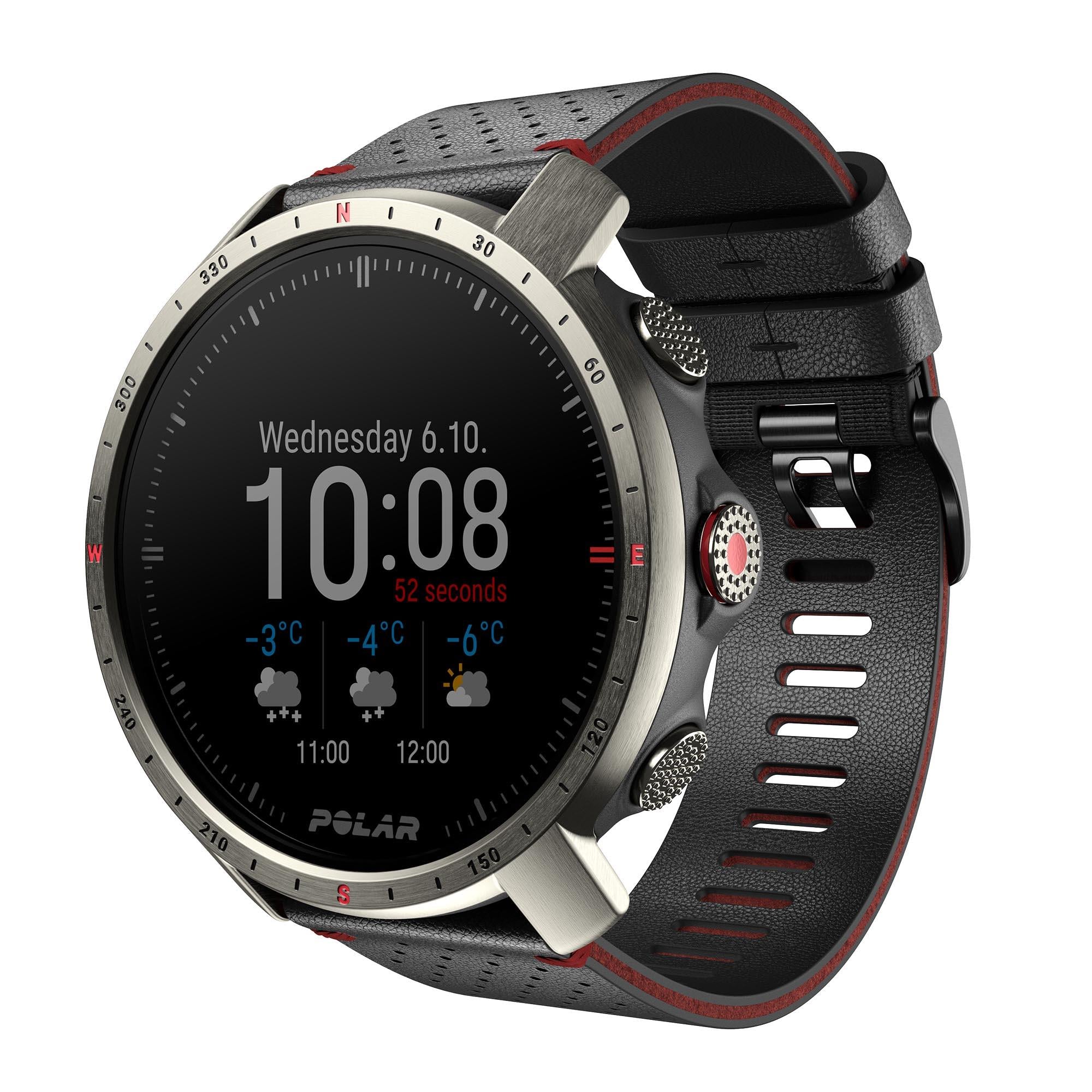 Polar Grit X Pro Titan Grey Quartz Black Dial Rubber Strap Watch 90085777